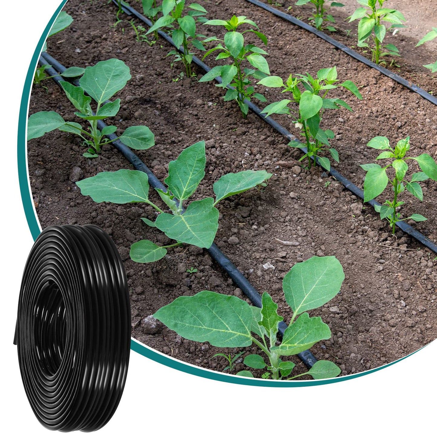 656 Feet 1/4 Inch Drip Irrigation Tubing Irrigation Hose Garden Watering Tube Line, Drip Line Watering Automatic Irrigation Equipment Set for Garden Irrigation System Flower Patio Lawn(Black)
