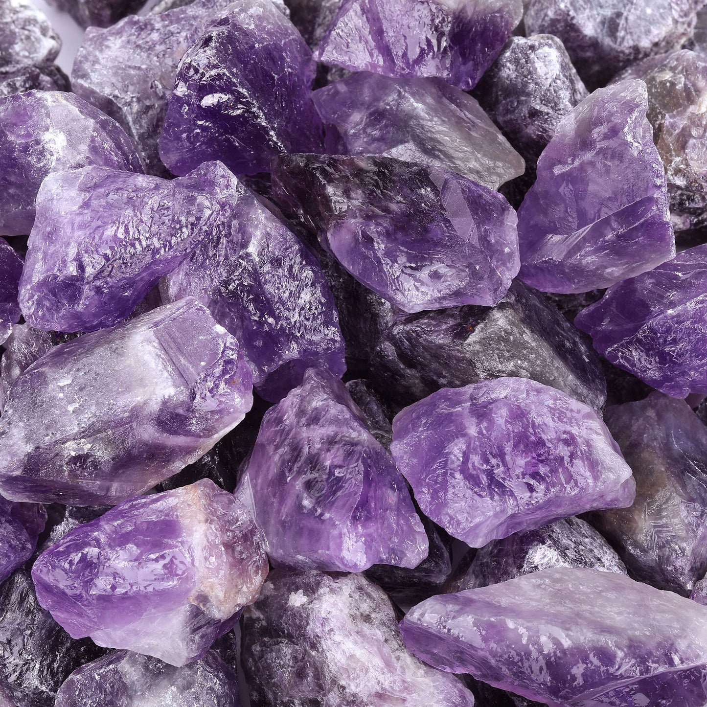 Jovivi Amethyst Crystals Bulk Rough Purple Healing Stones 1" Large Natural Raw Rocks for Tumbling, Cabbing, Decoration, Wire Wrapping, Wicca & Reiki - 0.5 lb