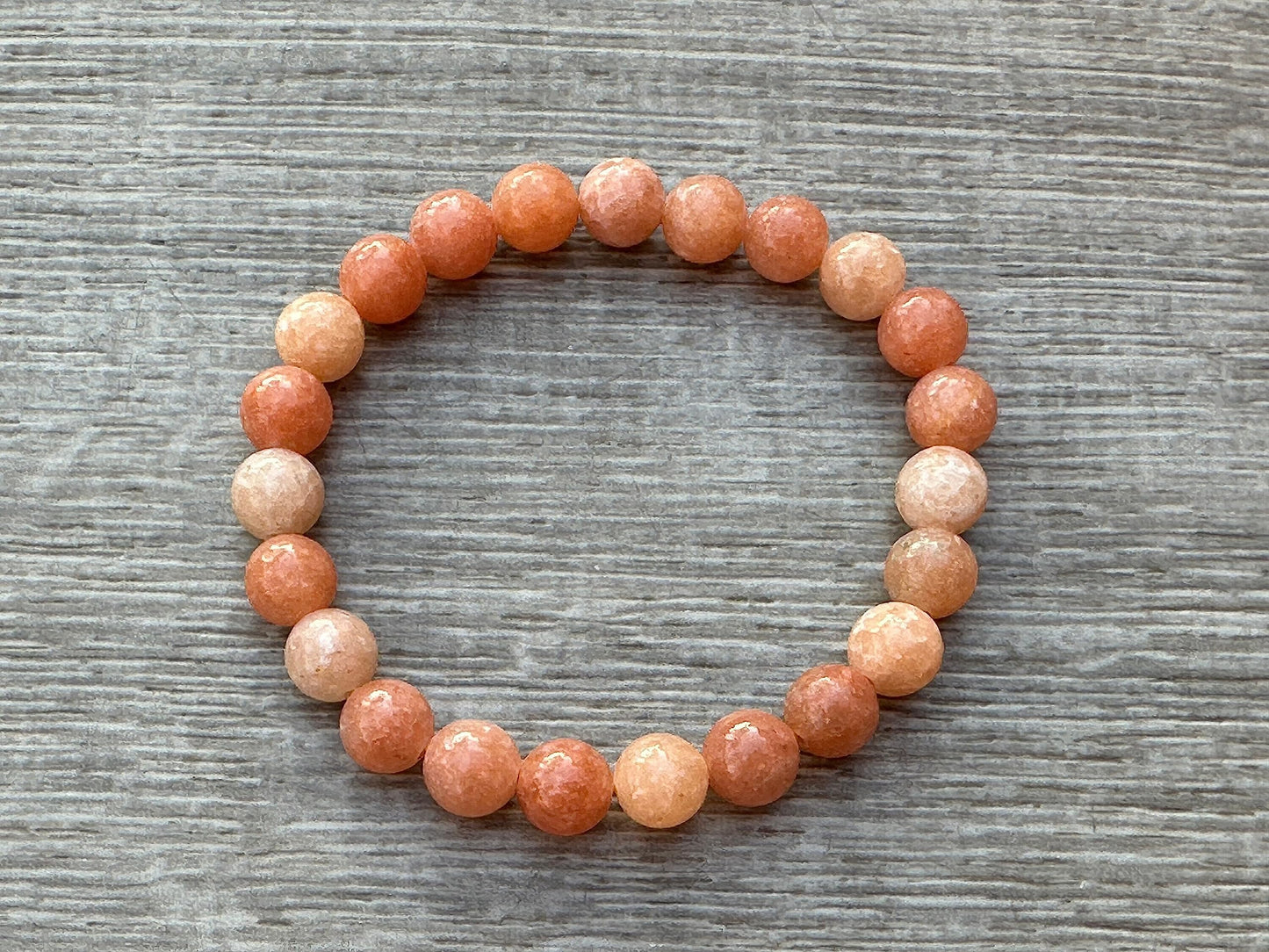 GAF TREASURES Peach Calcite Crystal Bead Bracelet 8mm, Genuine Peach Calcite Stretch Gemstone Bracelet, Healing Crystal Bracelet, Gift for Men & Women (1)