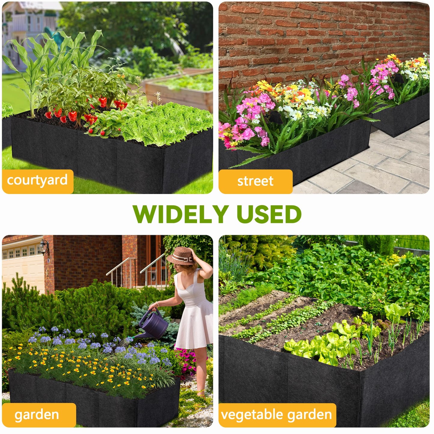 FVOTNW 2-Pack 2 Grids Fabric 10 Gallon Grow Bags, 2x1x1ft Thickened 400G Nonwoven Fabric Raised Garden Beds with Handles - Indoor Outdoor Planters for Vegetables, Herbs, Flowers