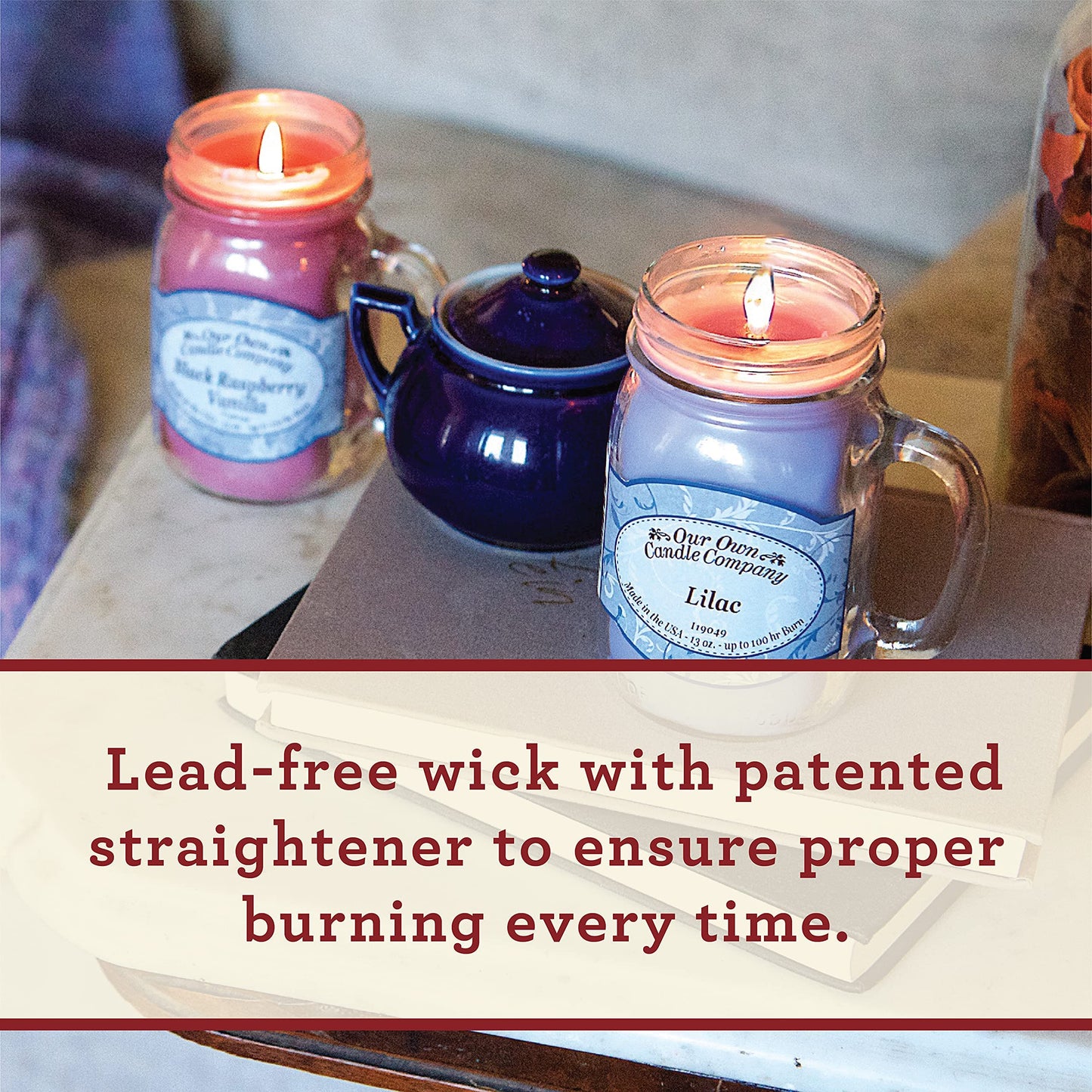 Our Own Candle Company, Raspberry Lemonade Scented Mason Jar Candle, 100 Hour Burn Time, 13 Ounces