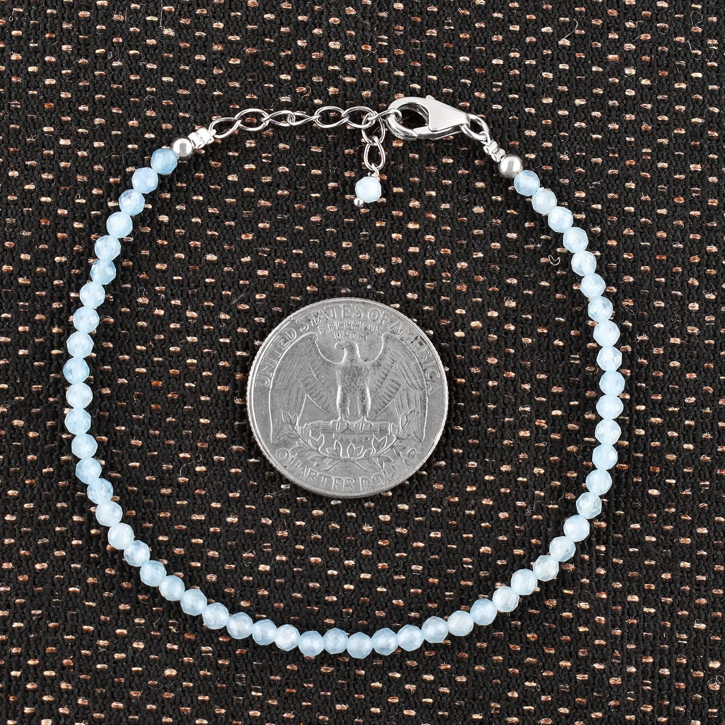 InfinityGemsArt Natural Aquamarine Stone Beads Dainty Bracelet Jewelry for Women, Crystals and Gemstones March Birthstone 925 Sterling Silver Chain 8 inch