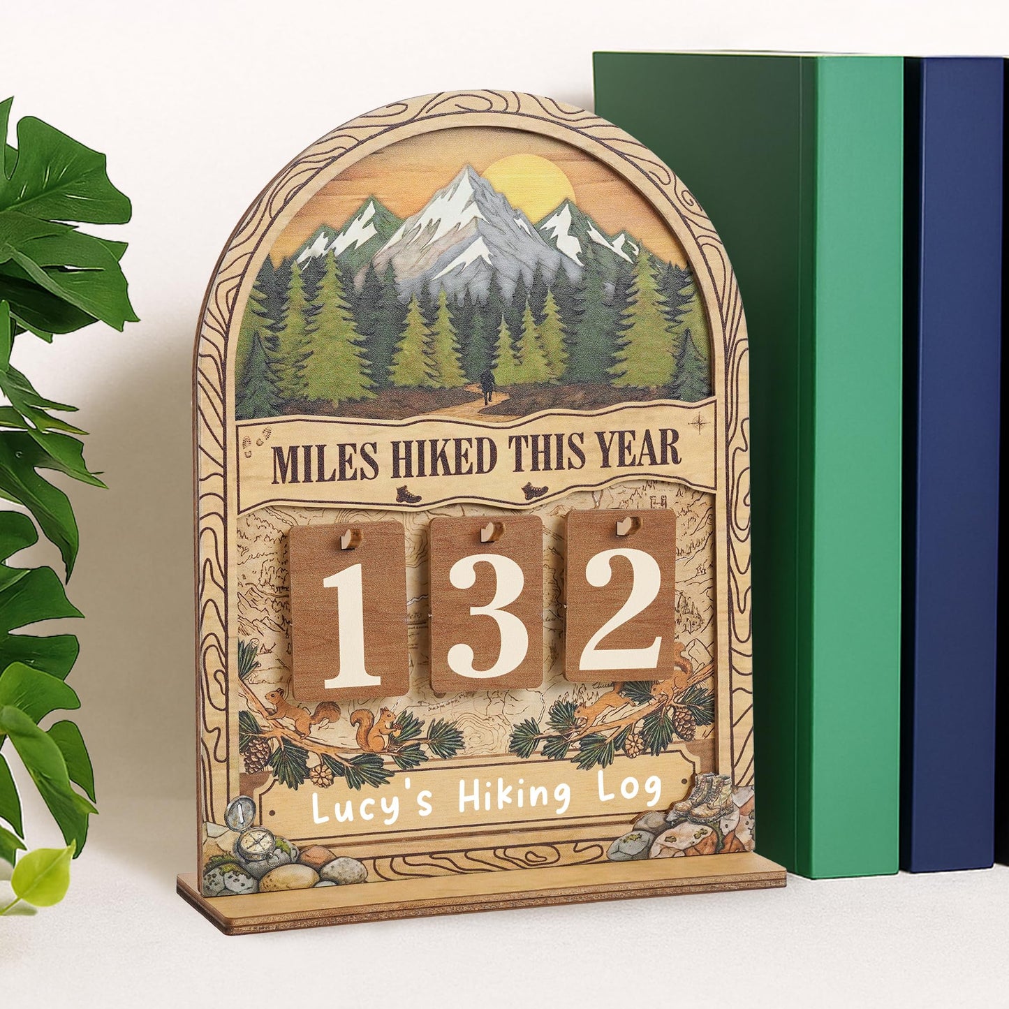 Hiking Gifts for Women Men, Personalized Miles Hiked This Year Tracker Sign, Wooden Hiking Log Counter, Unique Hiking Essentials, Cool National Park Gifts for Hikers, Father Day Gifts For Dads