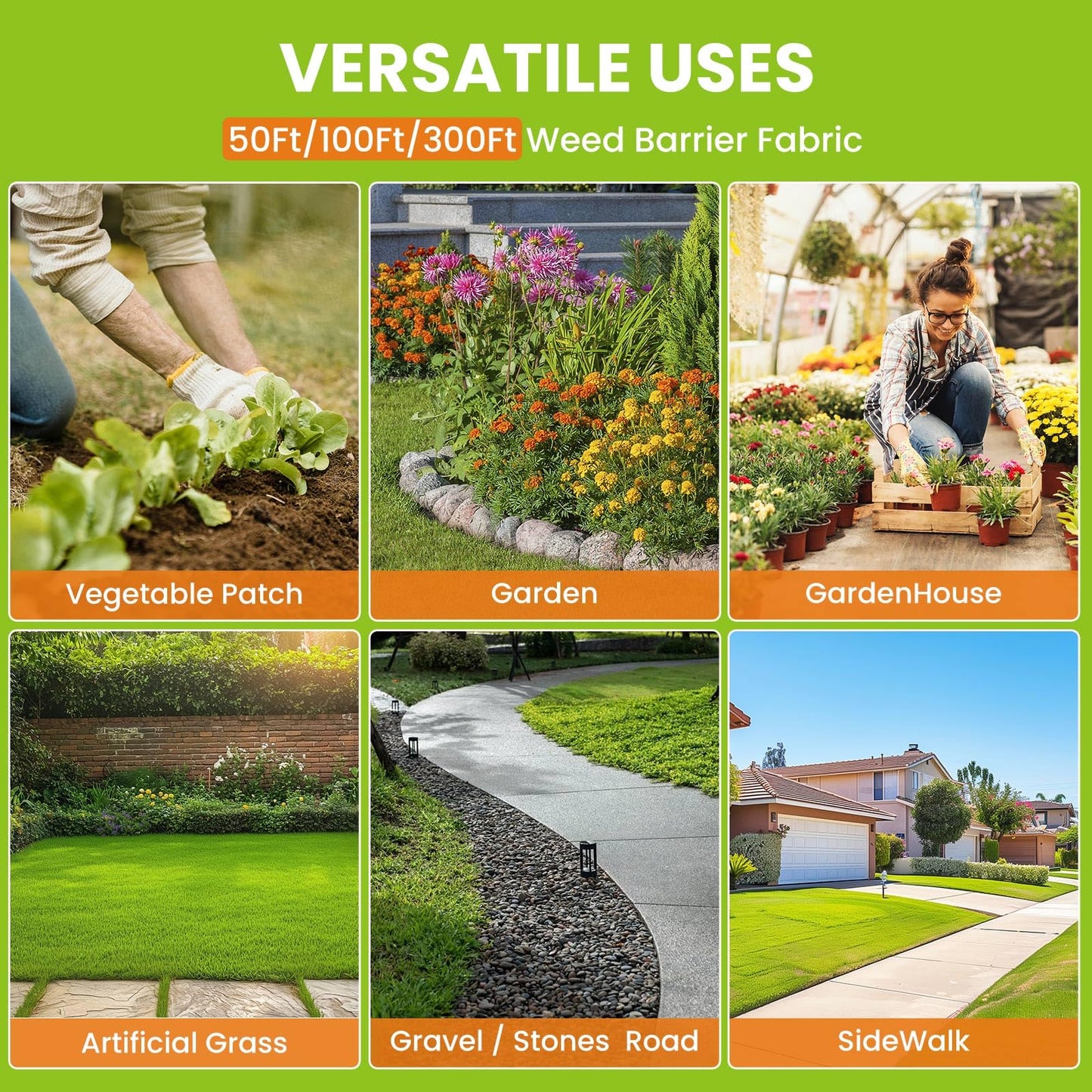 6x300FT Weed Barrier Landscape Fabric Heavy Duty, 3.2oz Woven Geotextile Fabric, Ground Cover Weed Block Gardening Mat, Weed Control Garden Cloth for Driveway,Road,French Drain,Vegetable Patch