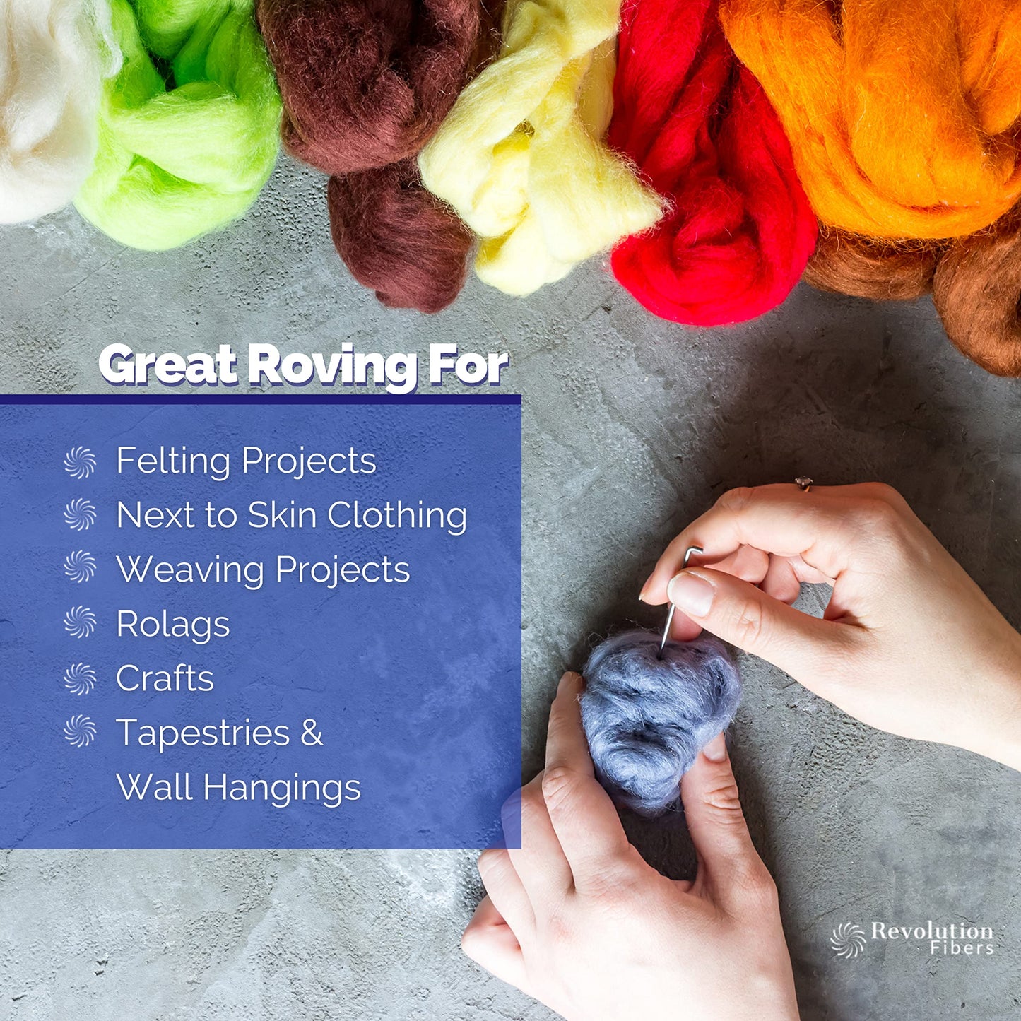 Revolution Fibers | Mixed Merino Wool Variety Pack - Wondrous Reds | Perfect Wool Roving for Spinning, Rolags, Needle Felting, Wet Felting, Tapestry, Weaving and Crafting