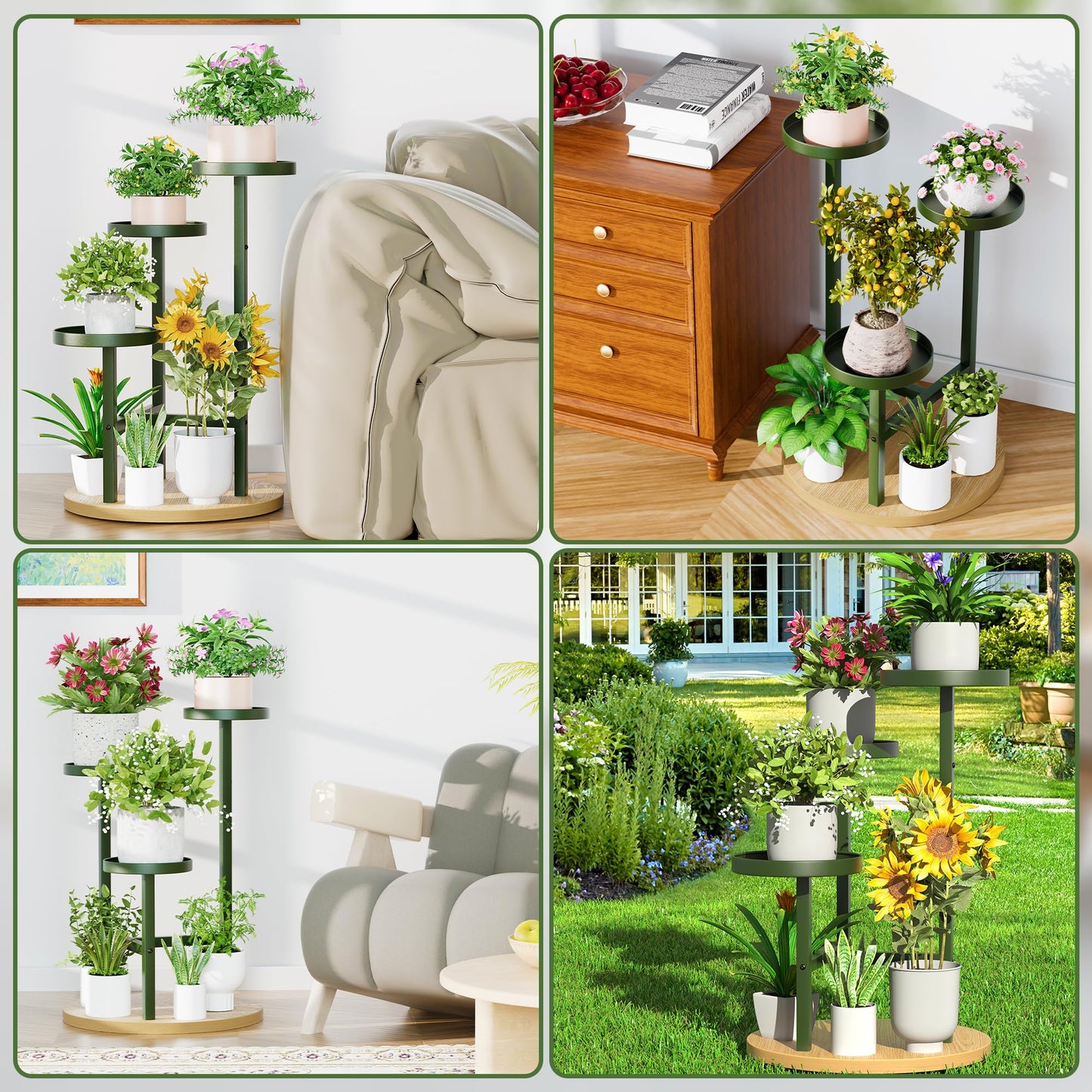 NQW 3 Tiered Tall Plant Stand for Multiple Plants Corner Display Rack Tiered Flower Stand Plant Table for Living Room Balcony Garden Patio