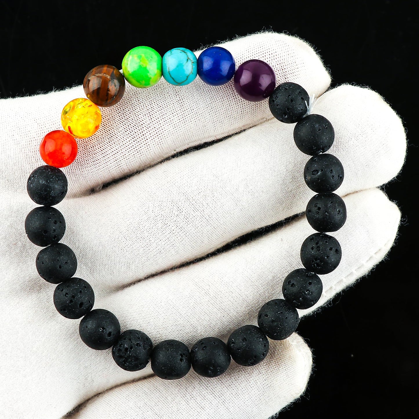 CRYSTALIS 7 Chakra Charged Stones Bracelet, Essential Oil Aromatherapy Mix Crystals Bracelet, Zodiac, Spiritual Jewelry - 8mm Beaded Bracelet for Women Men Unisex - Elastic Adjustable Size
