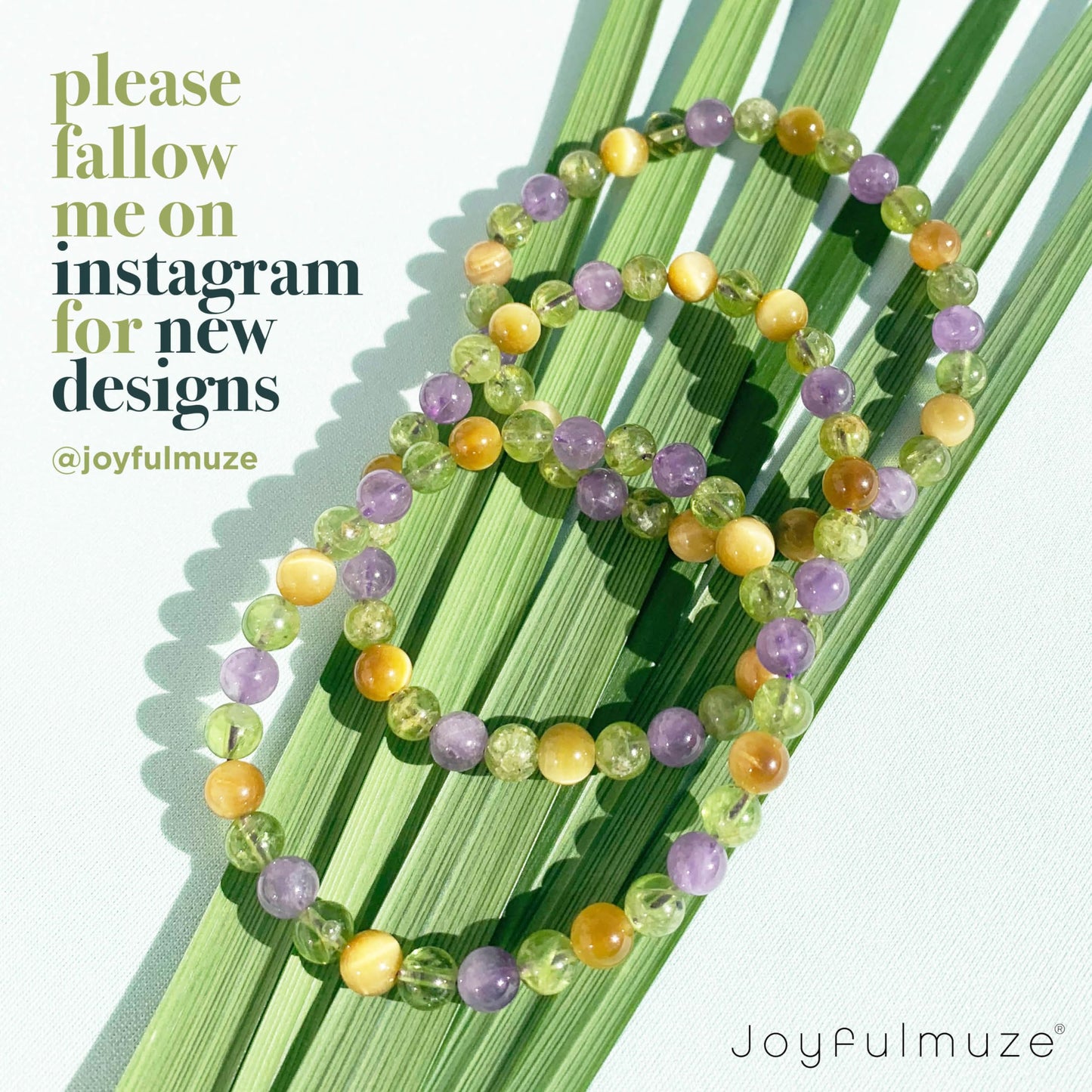 Joyfulmuze Green Peridot Yellow Tiger’s Eye Purple Amethyst, Gemstones Stretch Bracelet, Handmade Spiritual Jewelry, Healing Chakra Bracelet, Gifts for Women, 6mm, 7”(Peridot - Tiger’s Eye - Amethyst)