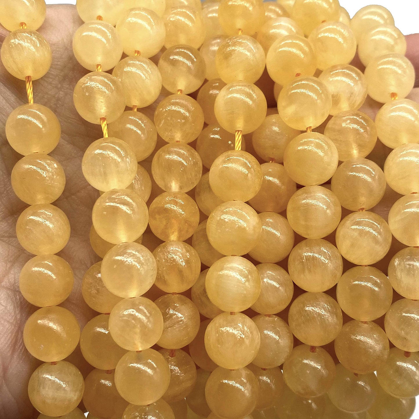 ABCGEMS Moroccan Golden Sunset Selenite Beads AKA Honey Calcite (Gorgeous Color- Mohs Hardness 4) DIY Jewelry Making Beading Supplies - Smooth Round 10mm