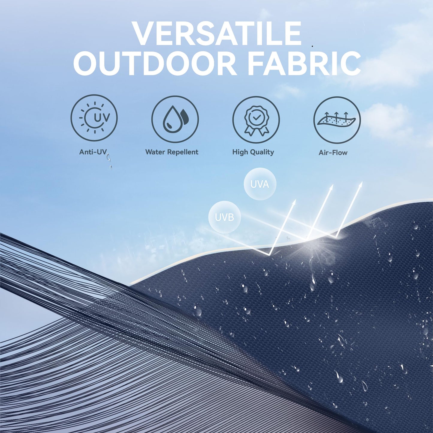 GREEN PARTY 10ft Patio Umbrella with Solar Lights, Auto-Tilt Lighted Market Table Umbrellas with Crank, 8 Sturdy Ribs & 1.5" Pole outdoor umbrellas for Patio Garden Deck Backyard Pool, Navy Blue