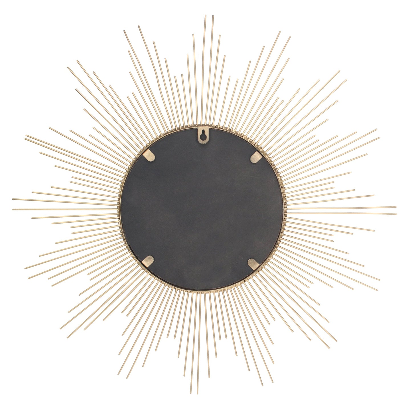 Stonebriar Round 23" Antique Gold Metal Starburst Hanging Wall Mirror with Attached Mounting Bracket, Decorative Decor for the Living Room, Bedroom, Bathroom, Hallway, and Entryway
