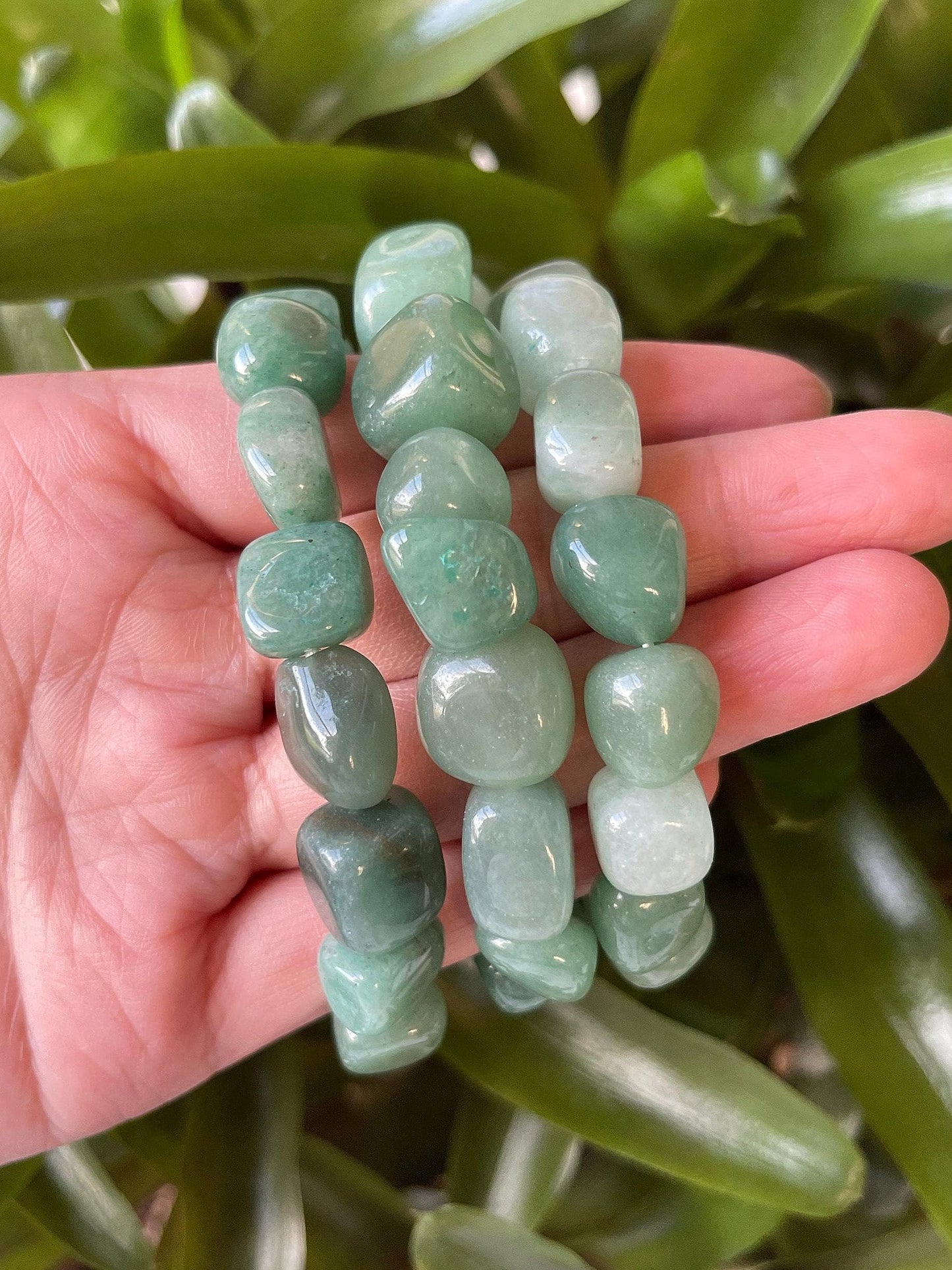 GAF TREASURES Green Aventurine Crystal Nugget Bracelet, Genuine Green Aventurine Tumbled Gemstone Bracelet, Healing Crystal Bracelet, Gift for Men & Women (1)