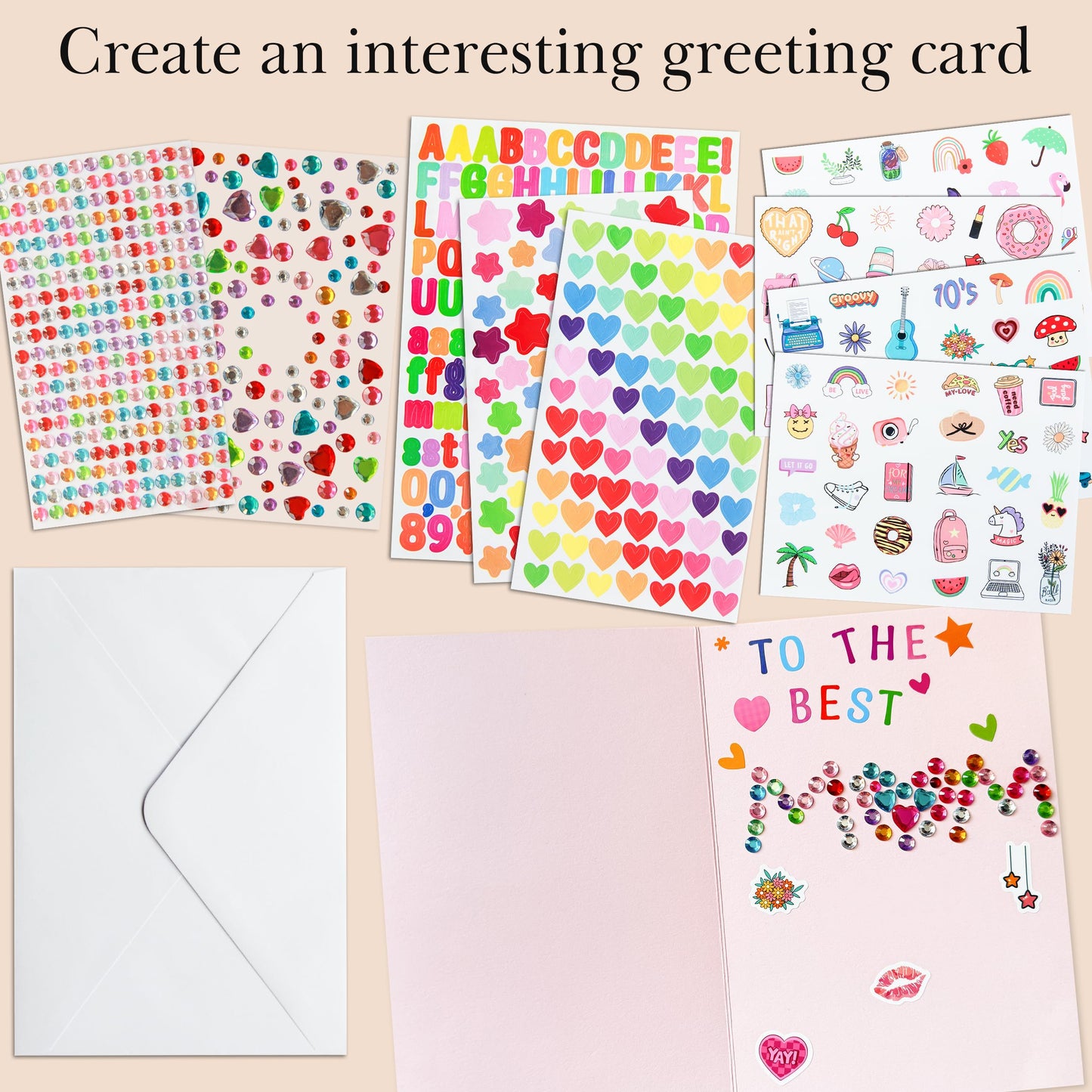 J6&H6 Card Making Kits For Creative people - 30 Blank Greeting Cards And Envelopes with Supplies and Stamp Set-Giftable DIY Greeting Card Set-Perfect for Birthdays Festive Celebrations Christmas Thank You