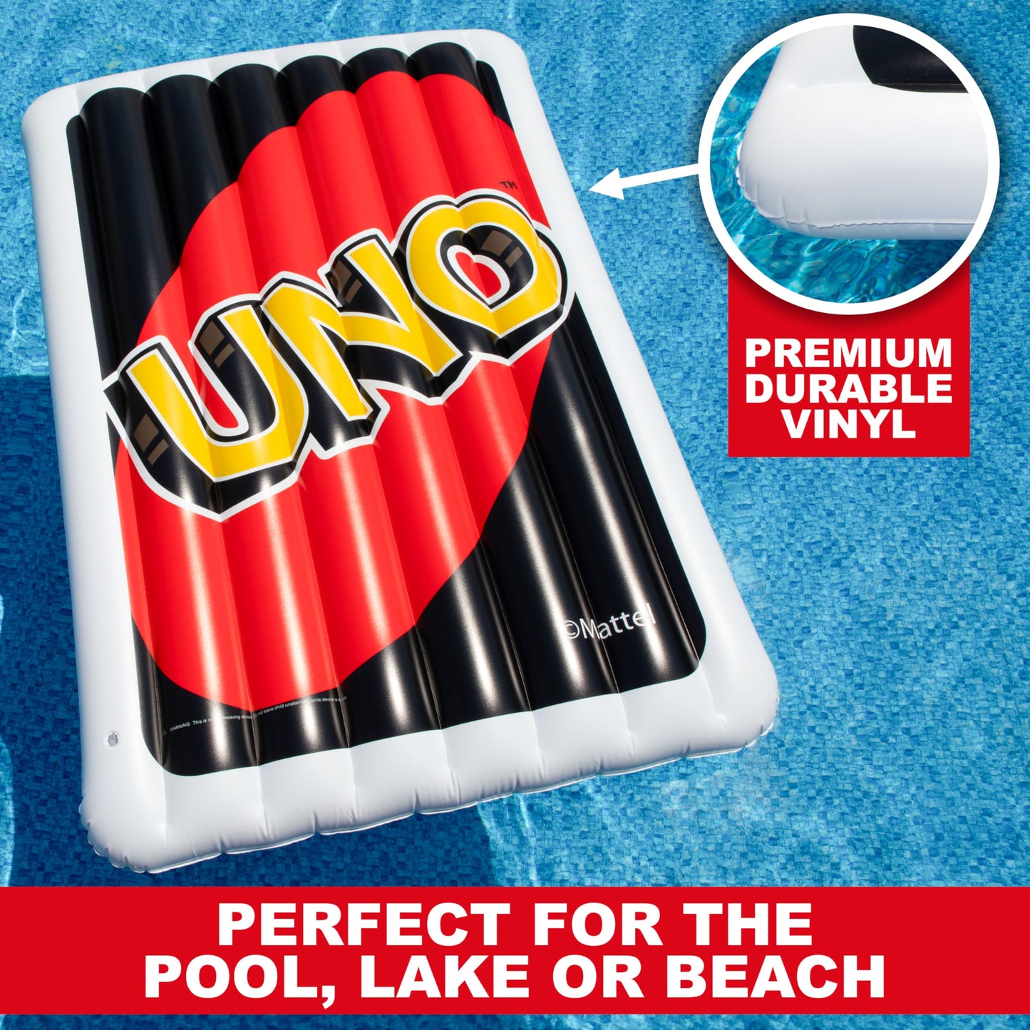 Uno™ Pool Float – Giant Inflatable Reverse Card, Floatie for Pool, Beach & Lake, Durable Vinyl Raft, 6 Feet Tall, Perfect for Lounging & Summer Fun