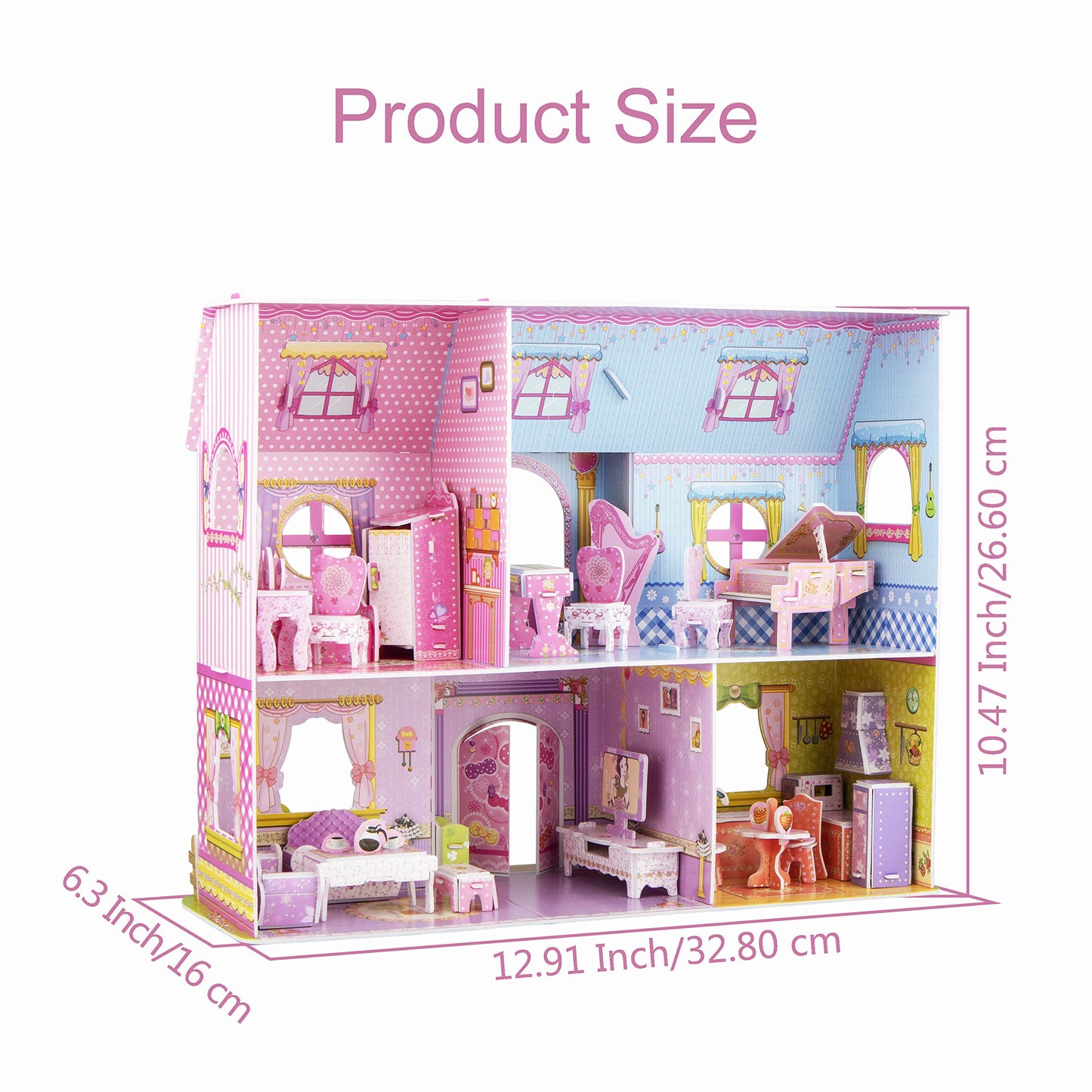 WISESTAR Large Princess Castle 3D Puzzles Model Dollhouse Kits for Girls, 92PCS Fairytale House with Furniture, Educational Toy Birthday for Kids and Adults Fit for Kids Over 8 Years