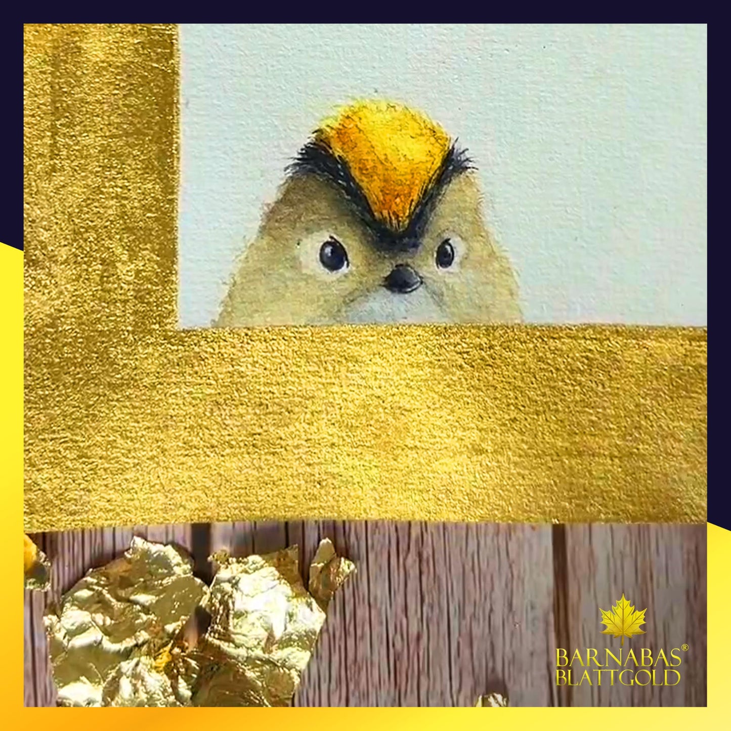 Barnabas Blattgold Gold Leaf - 24K Real Gold [10 Sheets, 3.1 inches] - Loose Sheets for Painting, Arts and Crafts