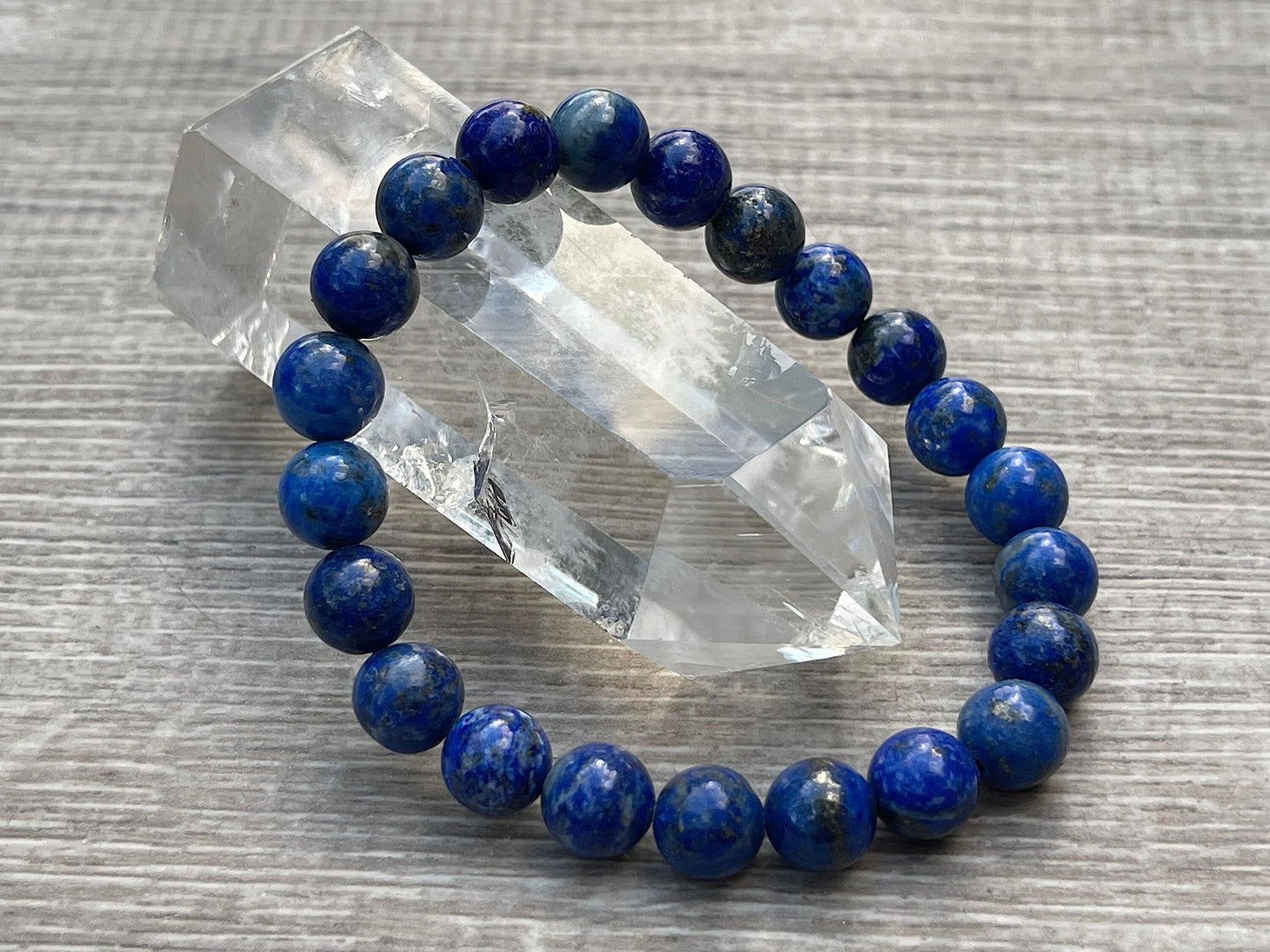 GAF TREASURES Lapis Lazuli Crystal Bead Bracelet 8mm, Genuine Lapis Lazuli Stretch Gemstone Bracelet, Healing Crystal Bracelet, Gift for Men & Women (1)