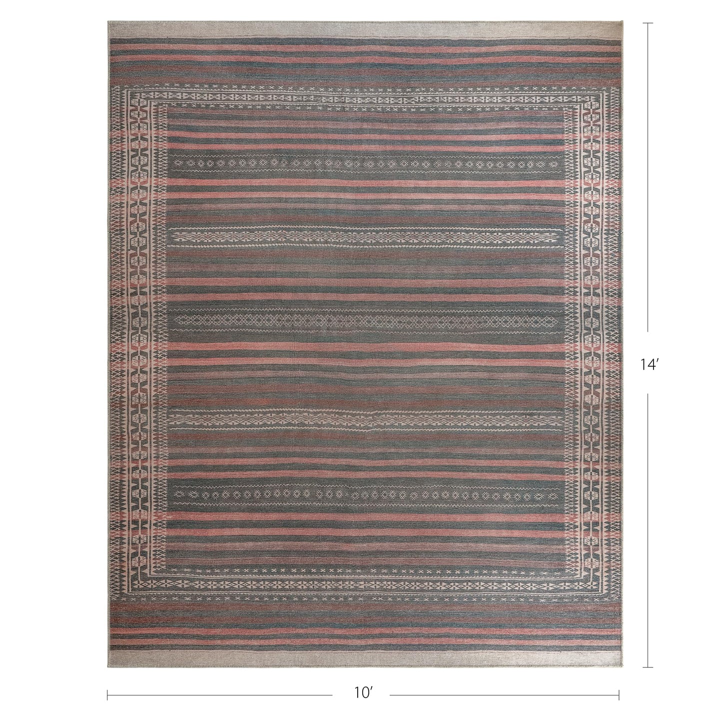 KNOTTING MATTERS Vibe Stripe 10’ x 14’ Area Rug – Sand, Charcoal & Clay Heritage Flatweave, Low-Pile – Easy Clean Area Rug – Perfect for Living Room, Dining Room, Bedroom – Pet & Kid Friendly