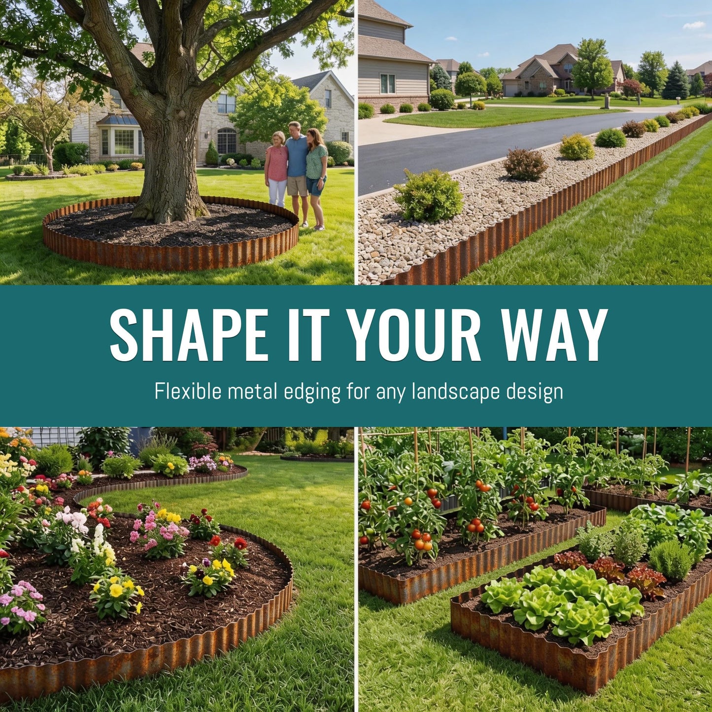 ZXZYHFTY Corrugated Metal Garden Edging, 6" x 20Ft Rusty Landscape Border for Lawn, Flower Beds, Paver Edging, Durable Garden Fence.
