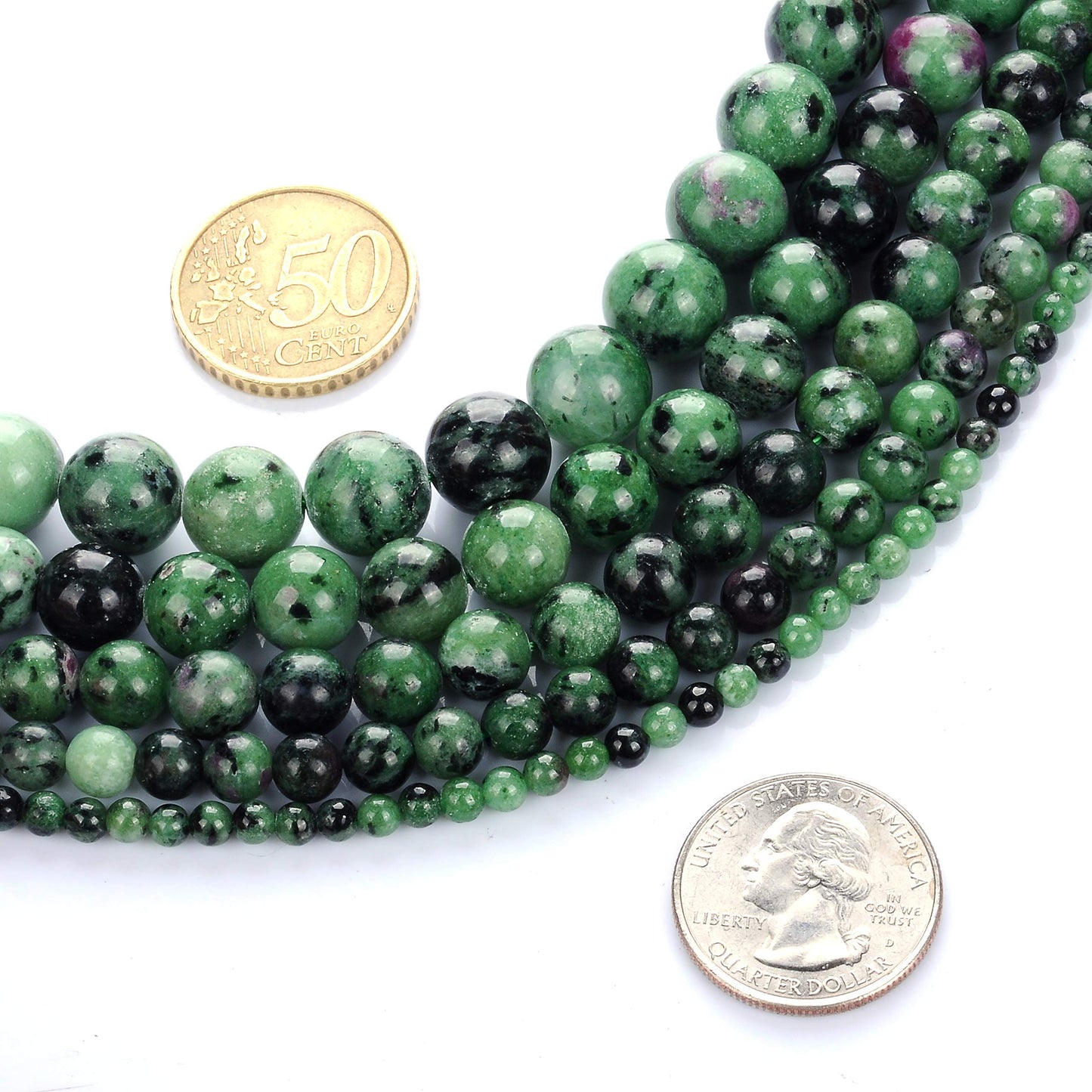 10mm Natural Ruby Emerald Gemstone Round Loose Beads Crystal Stone Bracelet Necklace Accessories Crafts for Jewelry Making DIY,1 Strand 15"