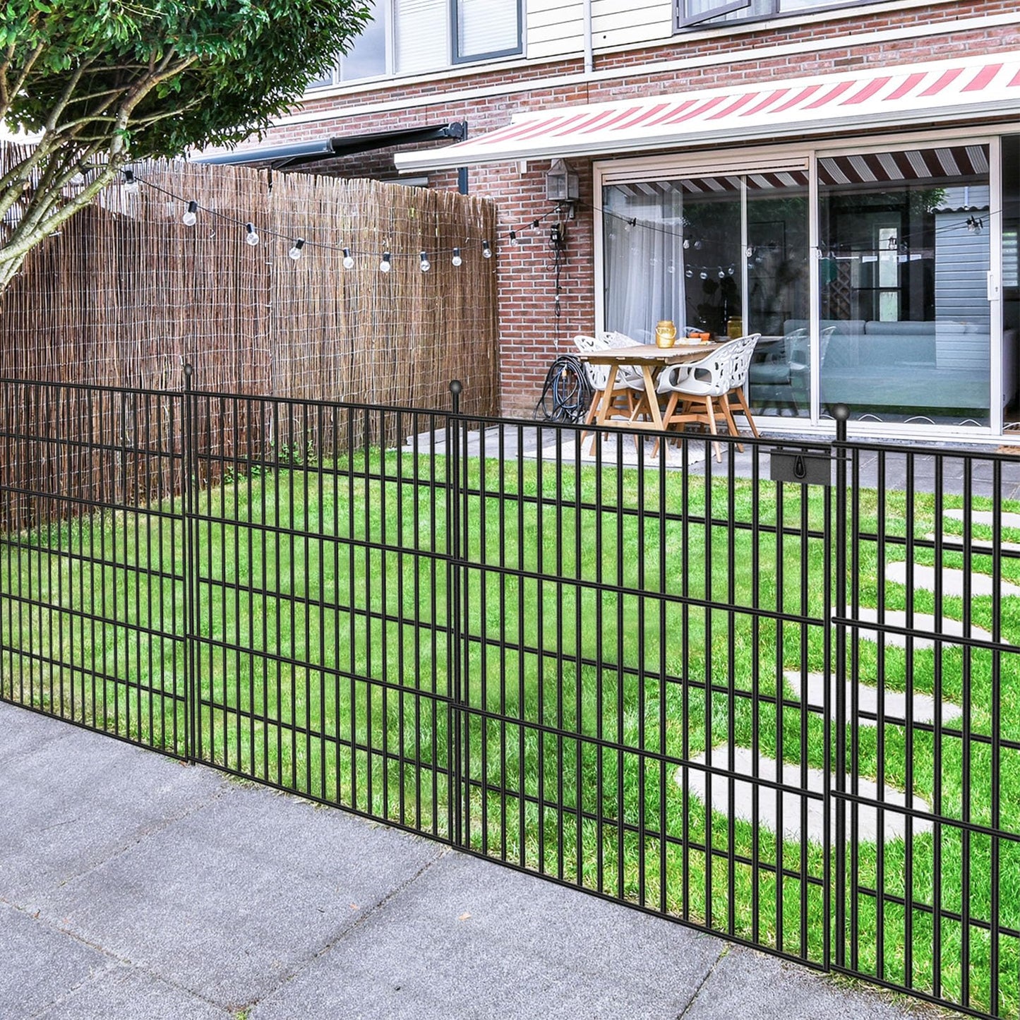 Toolterritary 10 Panels No Dig Garden Fence with Gate, 32 in(H) X24.2 ft(L) Metal Fence Panels, Thickened Rustproof Garden Fencing, Animal Barrier Fence for Dogs, Rabbits, and Patio
