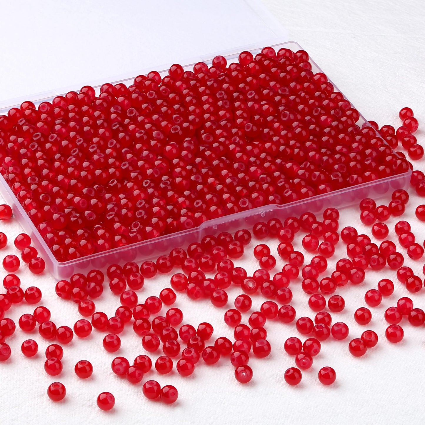 NUKAYAI 500Pcs Red Glass Beads for Bracelets, 6mm Round Glass Crystal Beads for Bracelet Jewelry Making Kits and DIY Crafts Earring Necklaces Suitable for Beginners(Red)