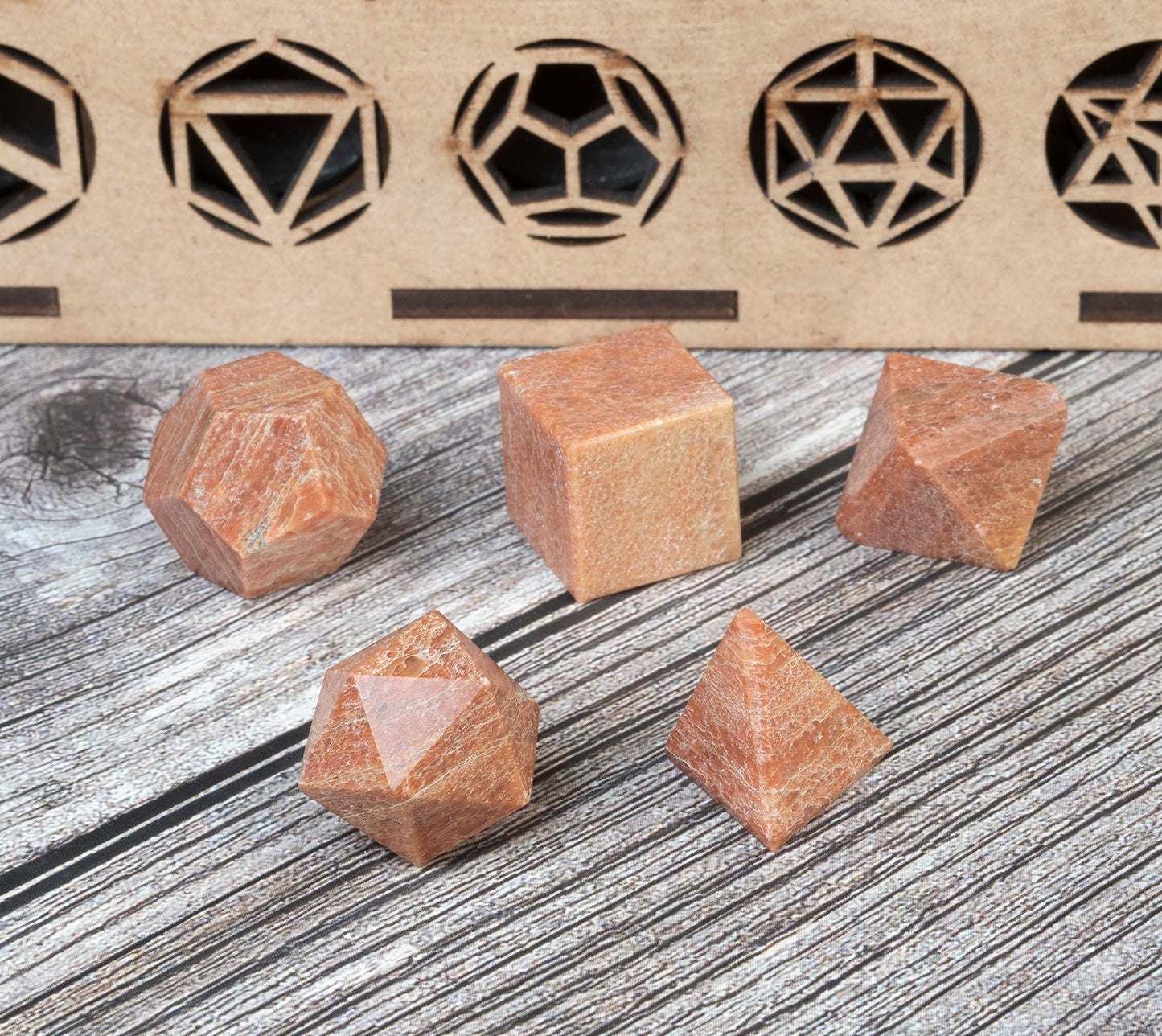 Crocon Chocolate Jasper 5Pcs Platonic Solids Crystal Geometry Set, Platonic Solids Sacred Geometric Stones for Meditation Reiki Balancing Healing Chakra Stone Cleansing Spiritual Good Luck (1520 mm)