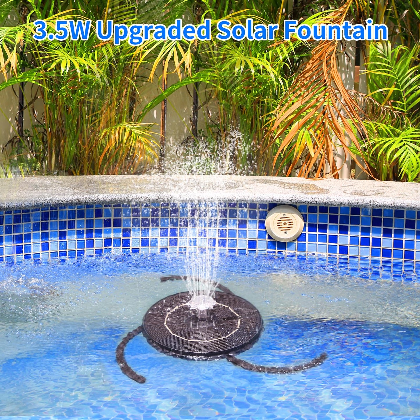 AISITIN 3.5W Solar Water Fountain with Storage & Integrated Bracket, Floating Solar Fountain Pump with Nozzles for Bird Bath, Garden, Pond, Pool, Aquarium and Outdoor (2PCS)