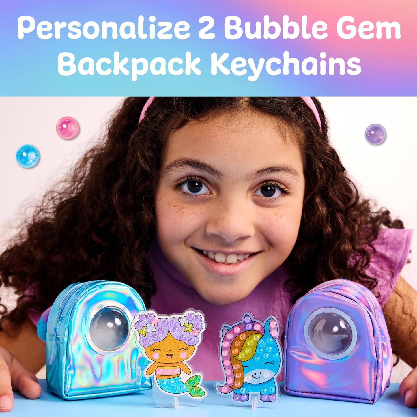 Creativity for Kids Bubble Gems Backpack Keychains - DIY Diamond Art Kits for Kids, Unicorn Toys for Girls, Gem Art Mermaid Gifts for Girls (Ages 6+)