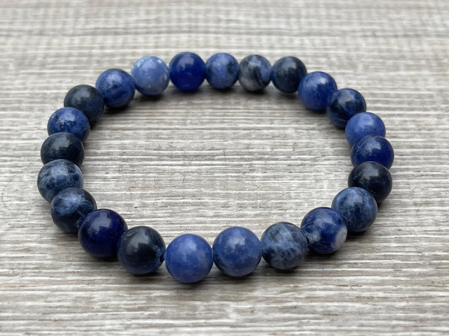 GAF TREASURES Sodalite Crystal Bead Bracelet 8mm, Genuine Sodalite Stretch Gemstone Bracelet, Healing Crystal Bracelet, Gift for Men & Women (1)