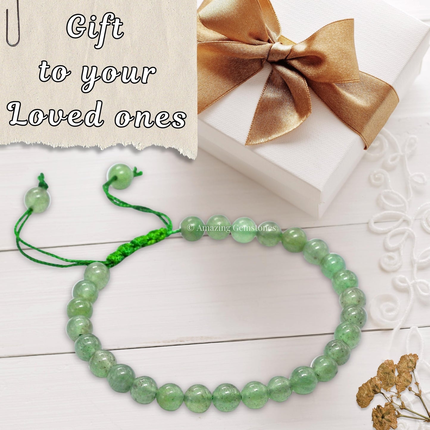 Amazing Gemstone Green Aventurine Bracelet, Gifts For Men & Women - Protection Healing Crystal Bracelet - 6mm Gemstone Beaded Adjustable Bracelet, Pulseras Para Hombres Mujer Stocking Stuffers