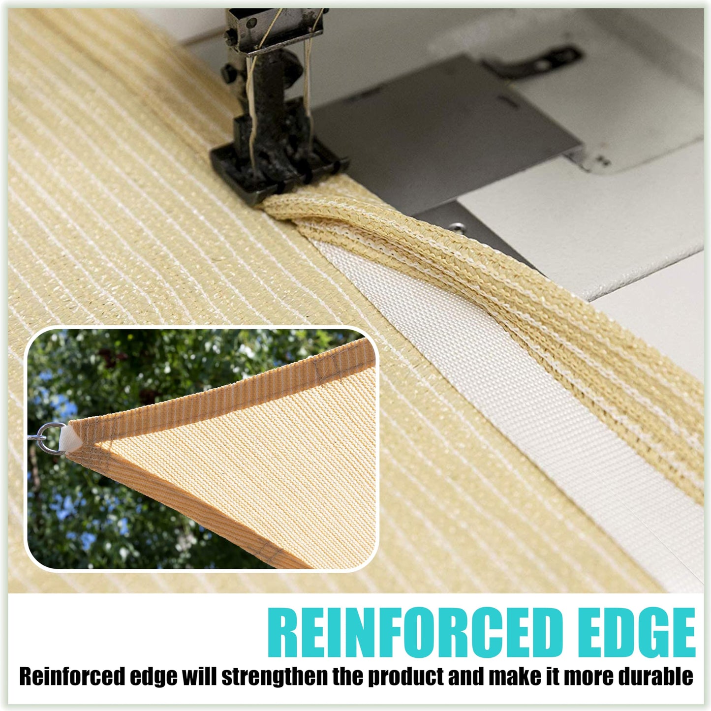 Amgo 16' x 16' x 22.6' Beige Right Triangle Sun Shade Sail UPF50+ Canopy Awning AGSLT, 95% UV Blockage, Water & Air Permeable, 200GSM Heavy Duty Commercial and Residential (We Make Custom Sizes)