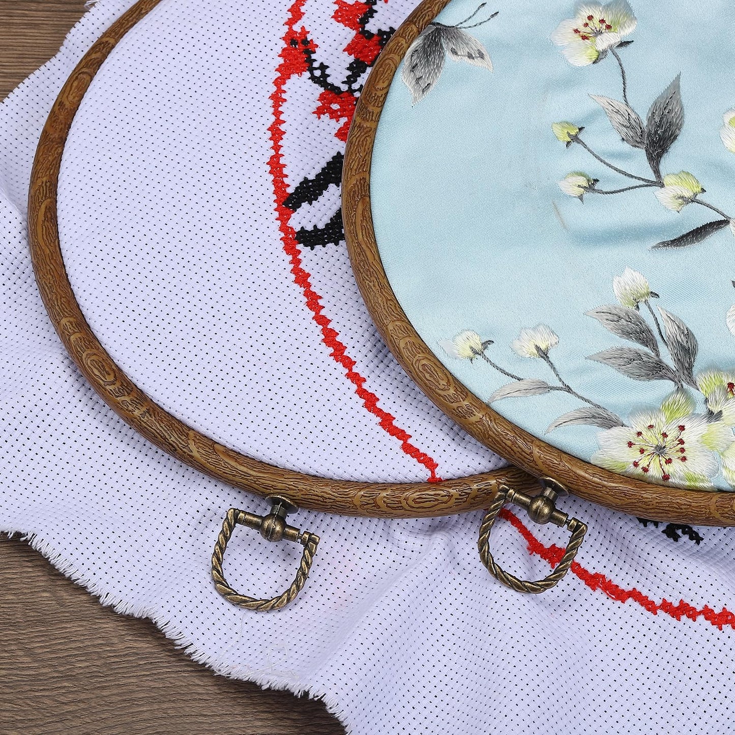 PATIKIL 5inch Embroidery Hoops, 10Pieces Imitated Wood Circle Frame Cross Stitch Hoop Ring for Embroidery Art Craft Sewing Ornaments Hanging Decoration