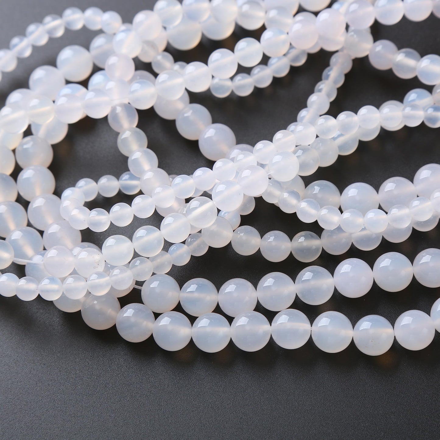 60PCS 6MM Natural White Opal Beads Round Loose Stone Beads for Jewelry Making DIY Energy Stone Healing Power Bracelet 15"