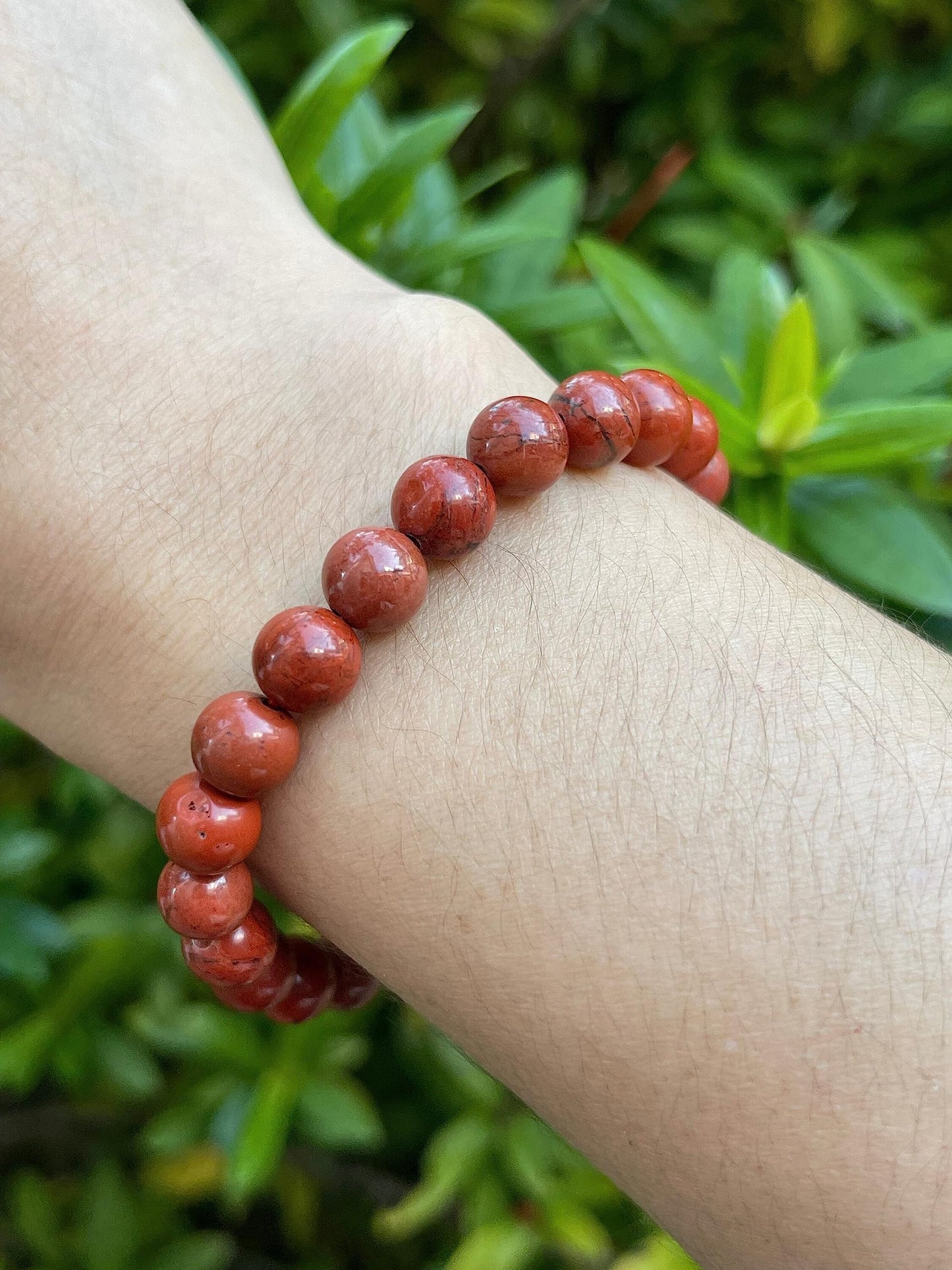 GAF TREASURES Red Jasper Crystal Bead Bracelet 8mm, Genuine Red Jasper Stretch Gemstone Bracelet, Healing Crystal Bracelet, Gift for Men & Women (1)