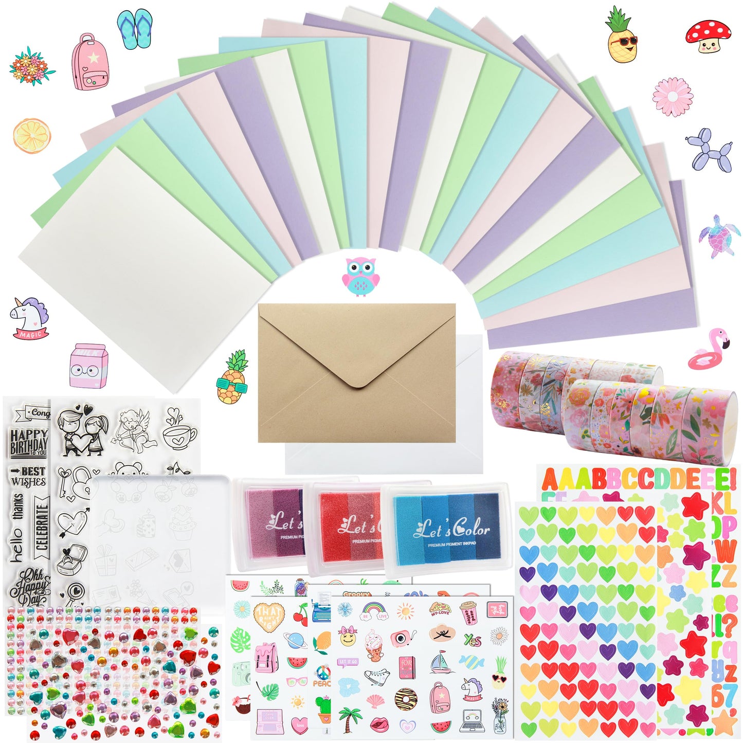 J6&H6 Card Making Kits For Creative people - 30 Blank Greeting Cards And Envelopes with Supplies and Stamp Set-Giftable DIY Greeting Card Set-Perfect for Birthdays Festive Celebrations Christmas Thank You