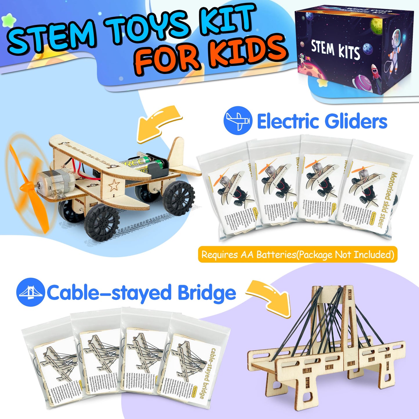 kortes 24Pack STEM Kits for Kids Classroom, Science Building Project Craft for Ages 8 9 10 11 12, 3D Wooden Model Kit, STEM Toys for Boys Girls Birthday Gifts Party Favors School Exchange Gifts