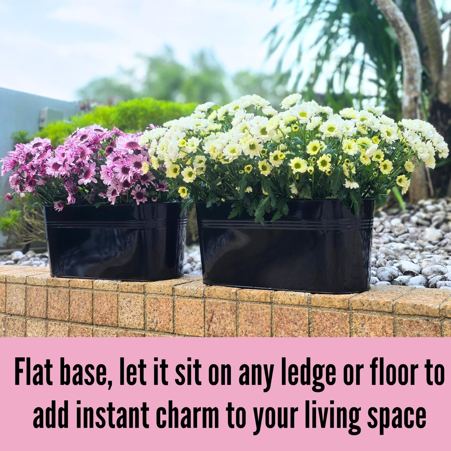 LaLaGreen 17 Inch Rail Planter (10-PIECE Combo Set) Large Black Metal Hanging Rail Fence Flower Pots, Modern Railing Planters for Outdoor Plants Garden Style Iron Patio Planters Deck Balcony Decor