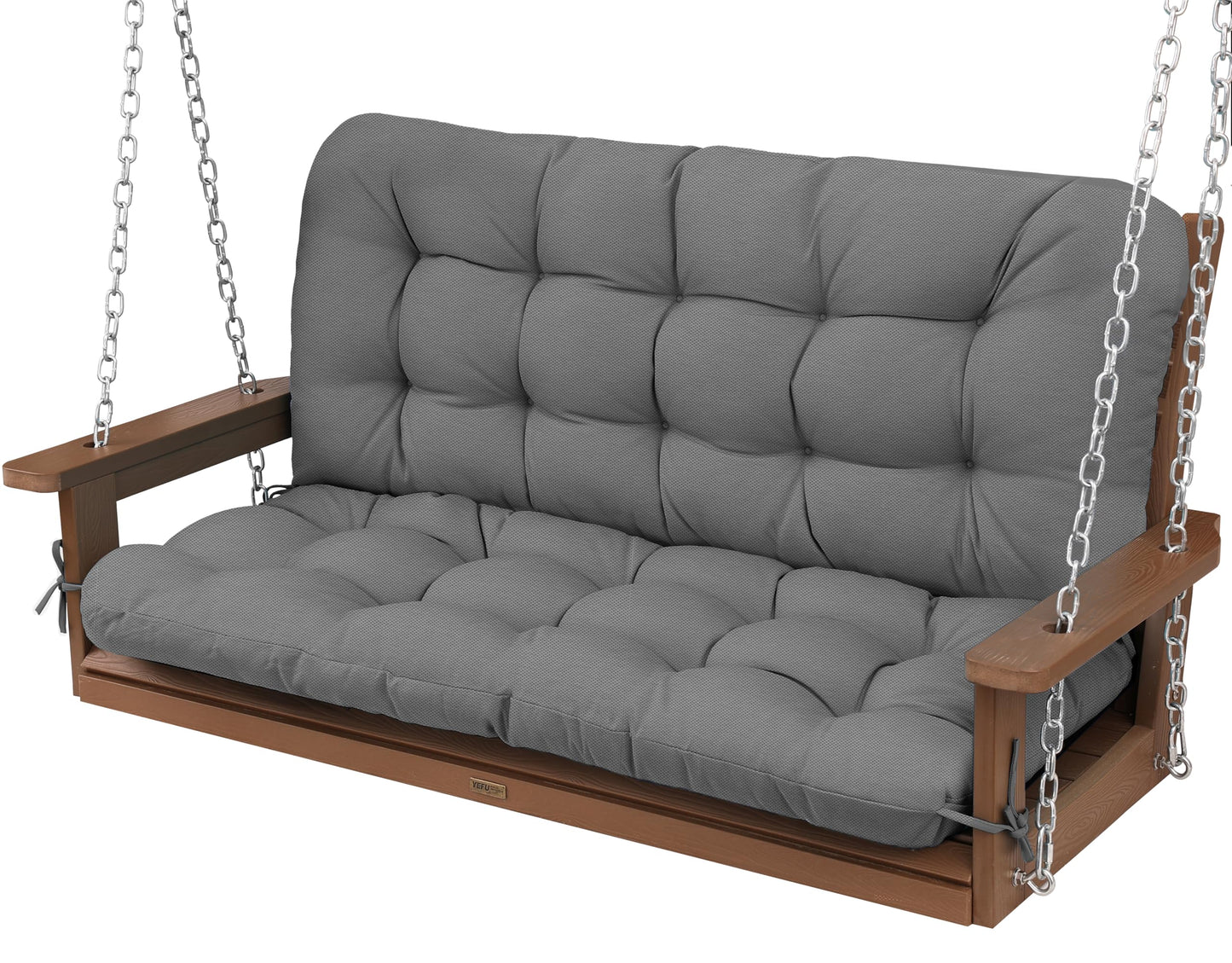 YEFU Porch Swing Cushions for Outdoor: 48 inch 5" Thick Outdoor Swing Cushions with Backrest - 2 Seater with Non-Slip Ties - UV Protection Bench Cushion for Patio - Waterproof & Machine Washable