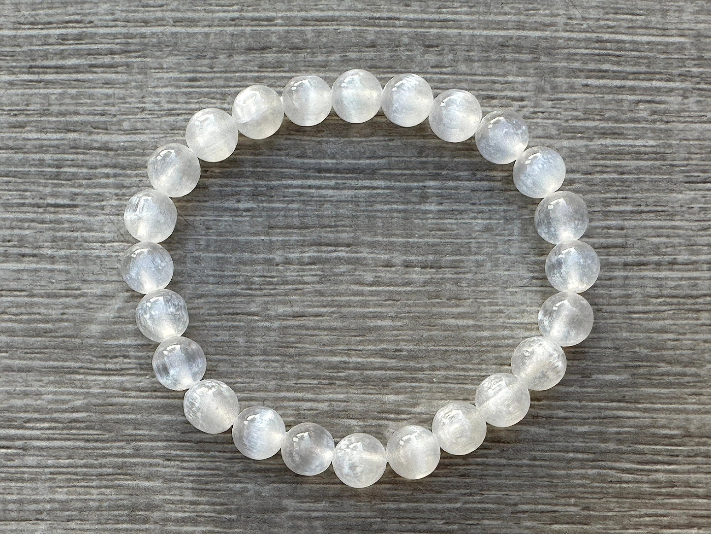 GAF TREASURES Selenite Crystal Bead Bracelet 8mm, Genuine Selenite Stretch Gemstone Bracelet, Healing Crystal Bracelet, Gift for Men & Women (1)
