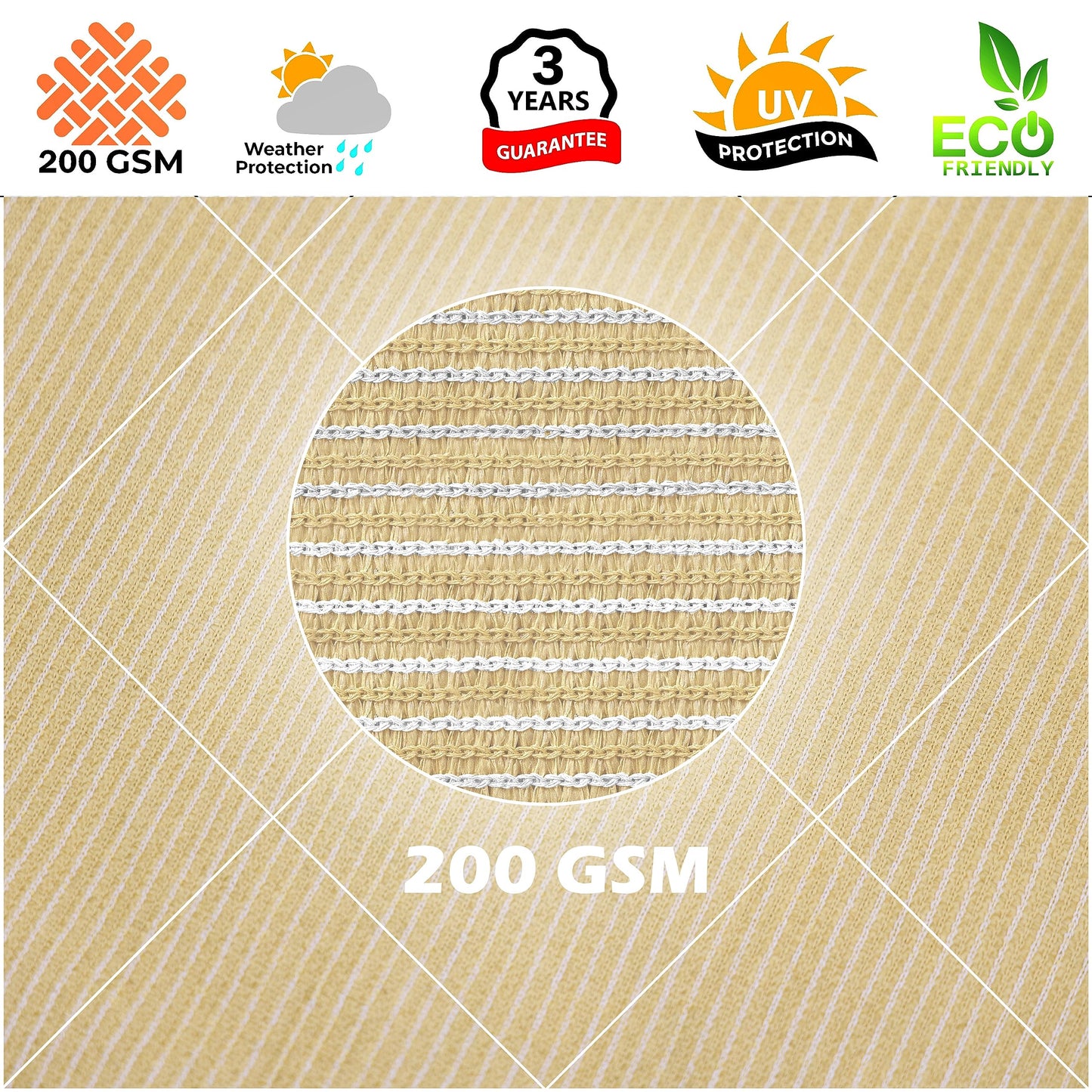 Royal Shade 12' x 20' Beige Rectangle Sun Shade Sail Canopy Outdoor Patio Fabric Screen Awning RTAPR1220 - UPF50+ 95% UV Blockage, Heavy Duty, Water & Air Permeable (We Make Custom Size)