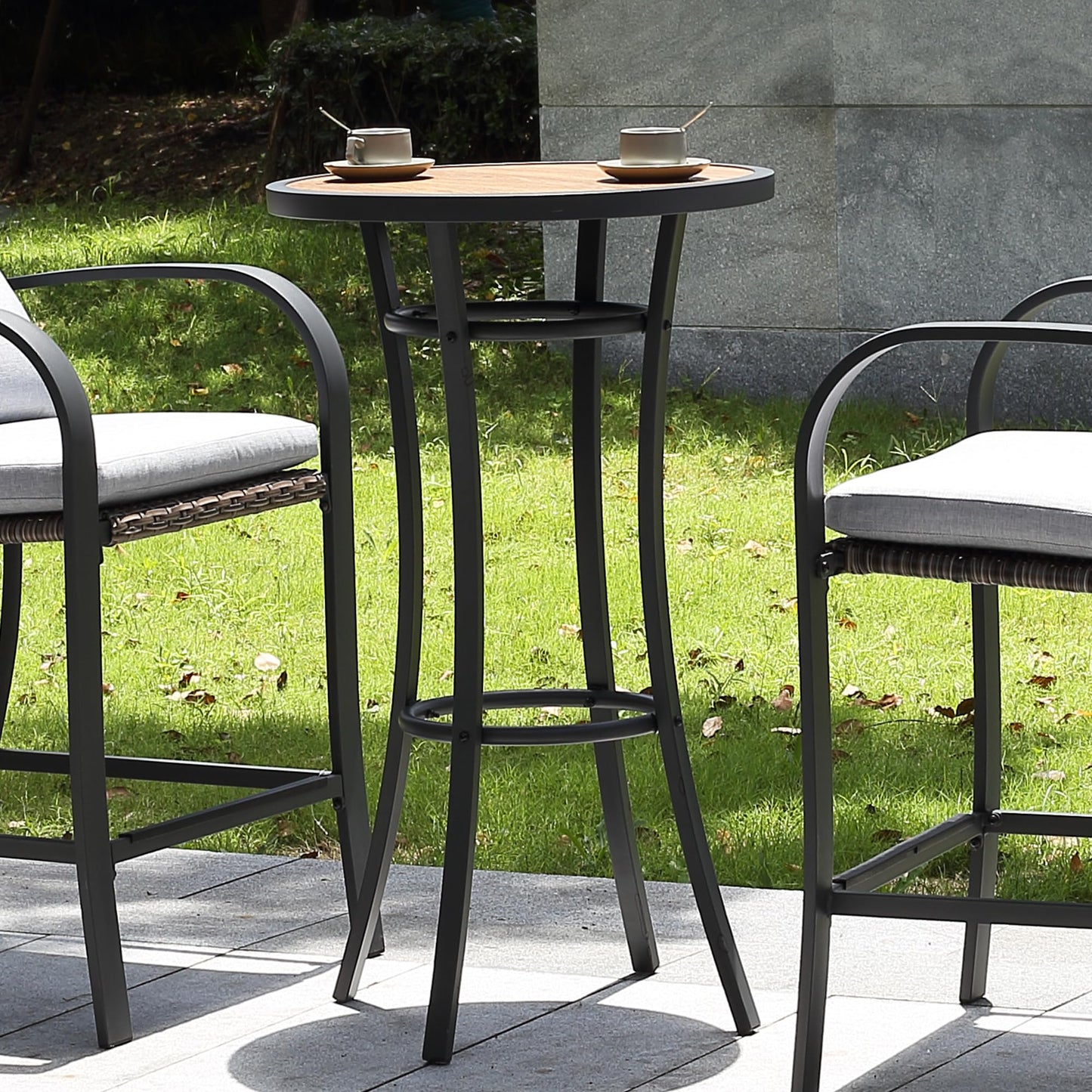 Naga Bahna Bar Height Patio Table, 40-Inch Outdoor Pub Table Bistro Table with Wooden-Like Table Top & Metal Frame, Spring, 2026