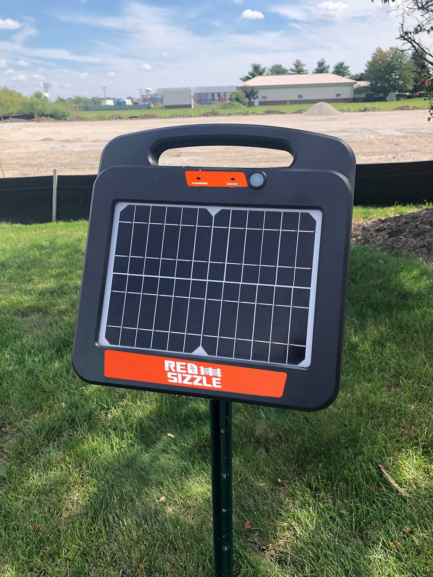 Solar Electric Fence Charger for Day and Night Protection | Red Sizzle 2S | Solar Powered Electric Fence Energizer Powers up to 1.8 Miles of Fence | 0.45 Joules