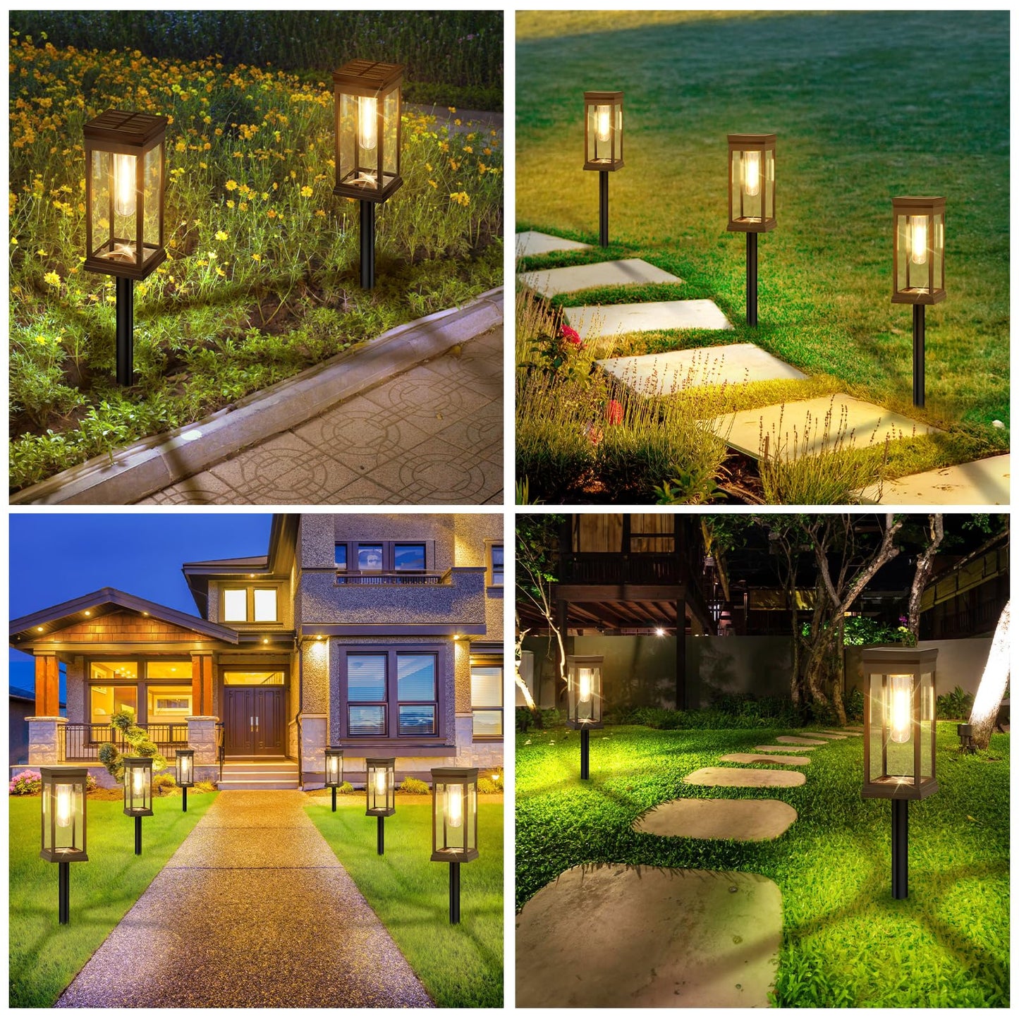 BesLowe Upgraded Solar Pathway Lights Outdoor, 8-Pack Large LED Solar Light Outdoor Waterproof, Super Bright Outside Lights for Yard, Sun-Powered Landscape Lighting for Garden Walkway, Warm White