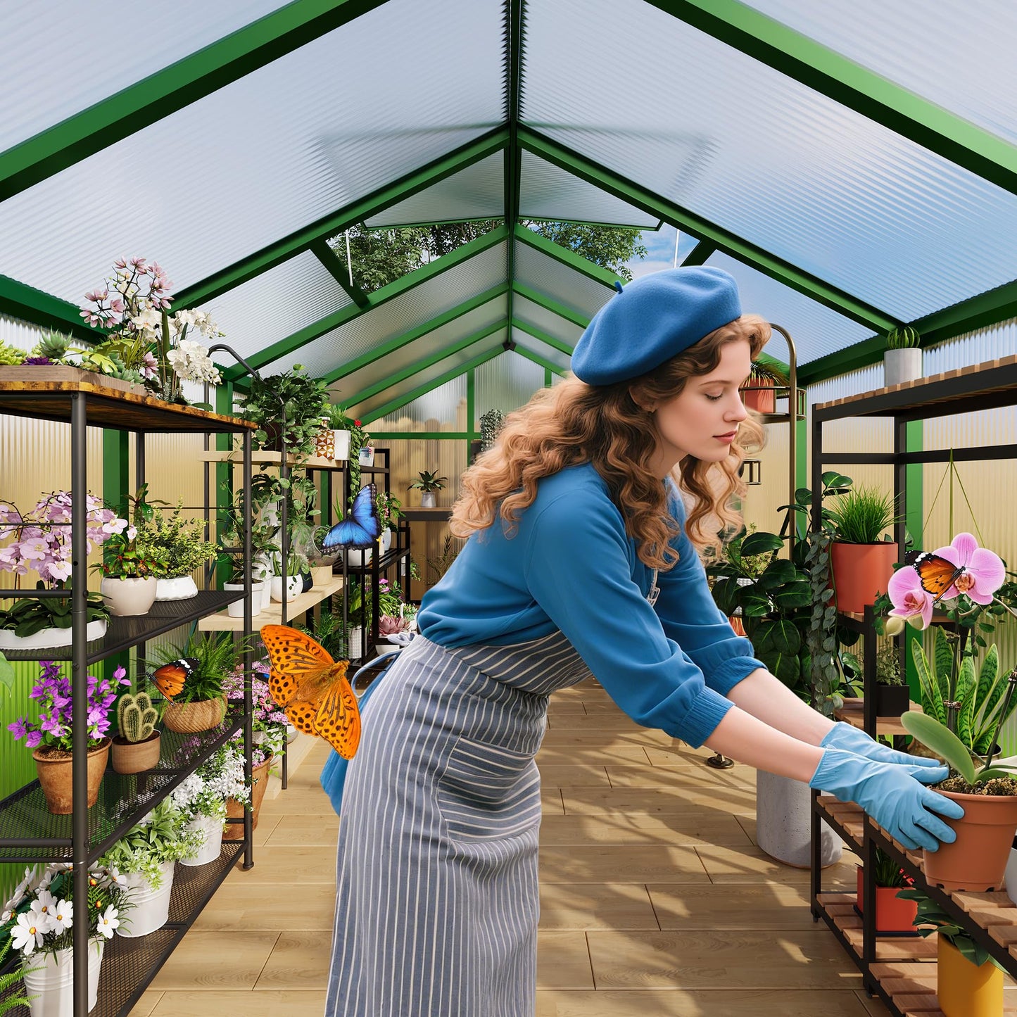 Garvee 6 x 10 FT Greenhouse, Greenhouses for Outside, Polycarbonate Greenhouse with Aluminum Frame, Lockable Door and Ajustable Roof Vent for Backyard, Green Houses for Outside Garden Backyard, Patio