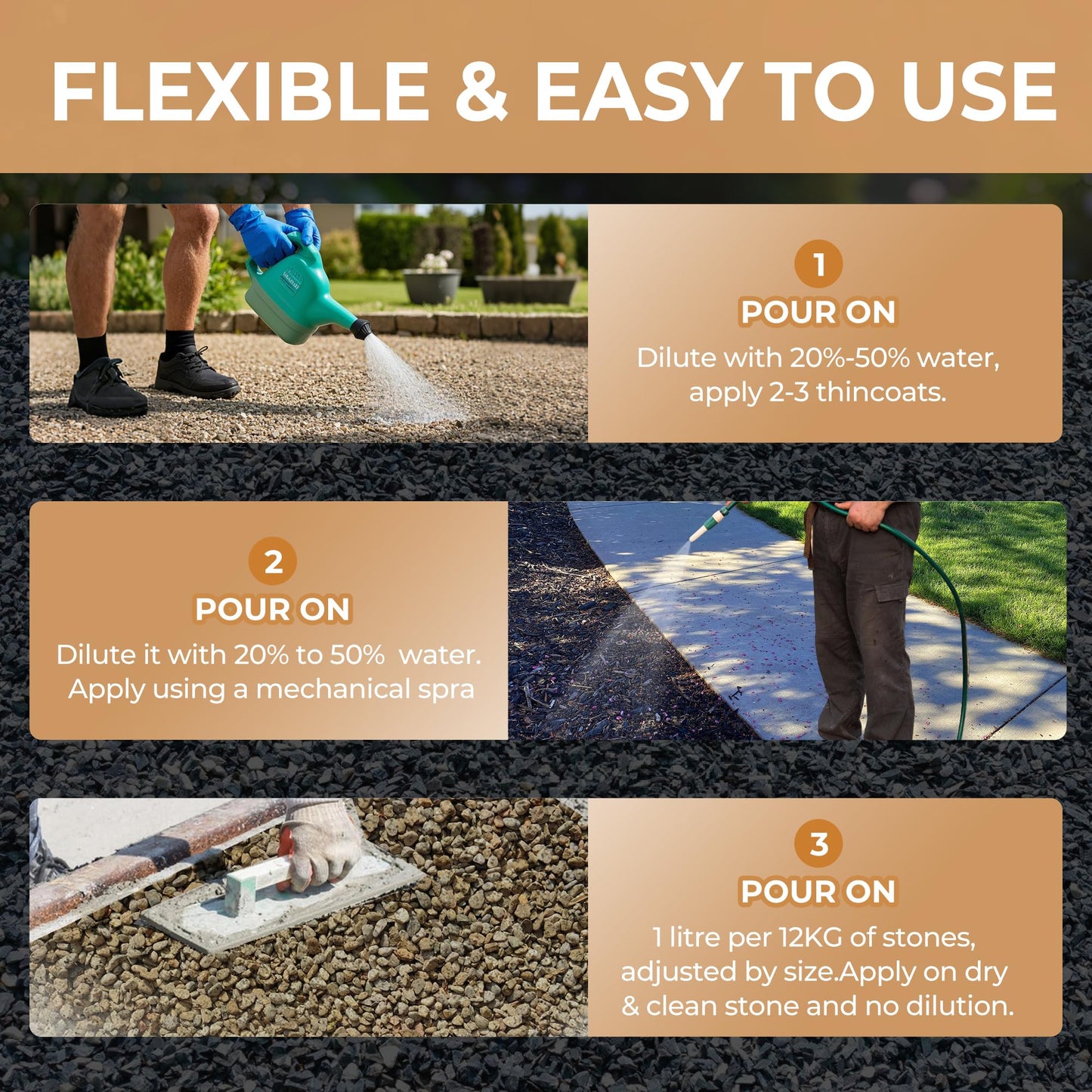 BALORIZ Mulch Glue - 68oz Mulch and Rock Glues for Landscaping, Pea Gravel & Bark, Strong Stabilizing Gravel Glue with Applicator Ready to Use Mulches Glues for Rocks Locking Most Mulches
