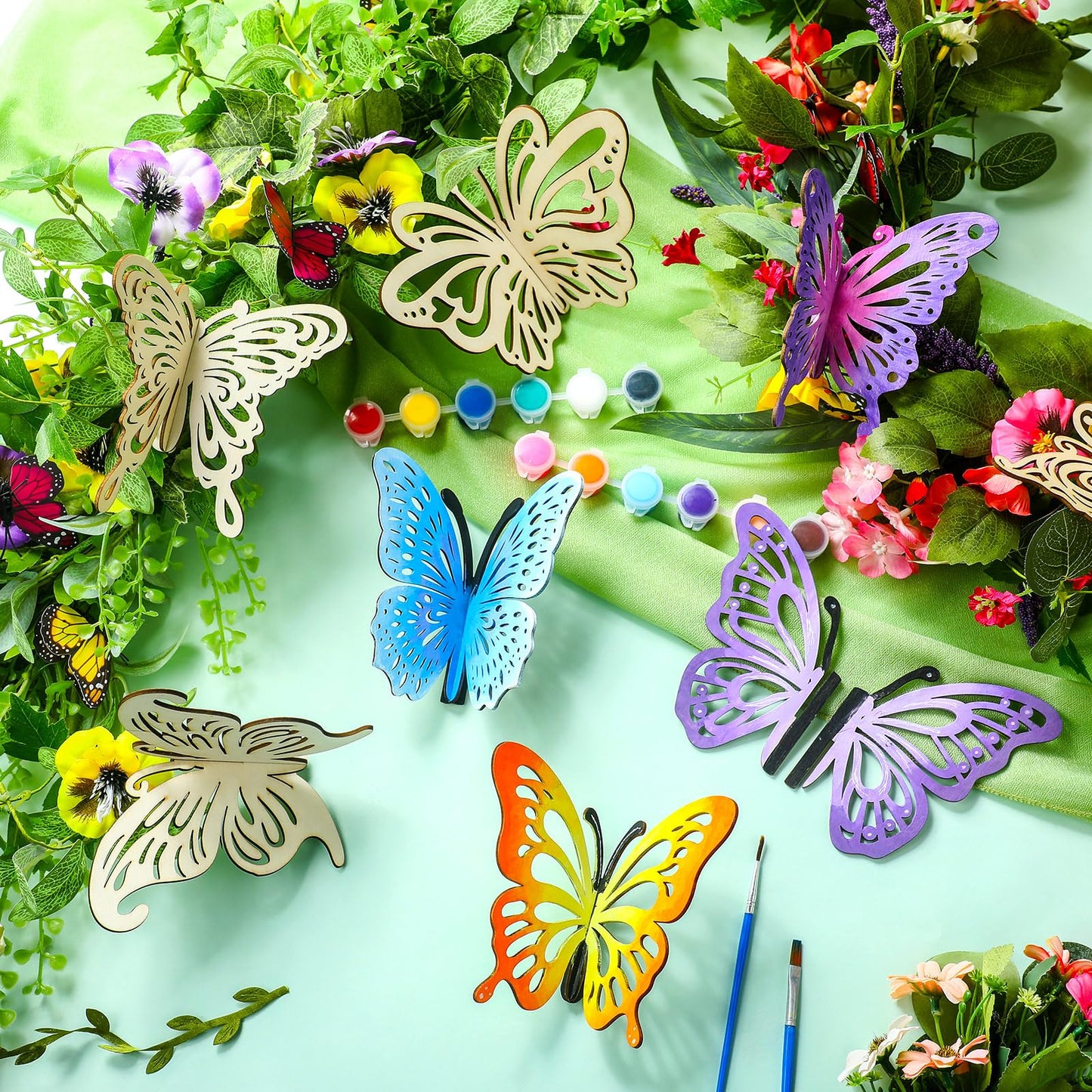 Yousoontic 20 Pcs Spring 3D Wooden Butterflies for Crafts Wood Butterfly DIY Crafts Unfinished Wooden Butterfly Cutouts Ornaments for Painting Spring Summer Tiered Tray Tabletop Decor
