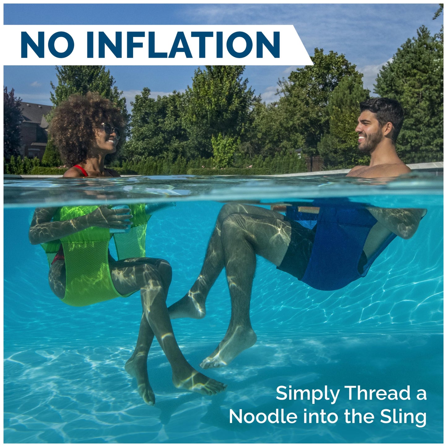 SwimWays Mesh Floating Pool Chair Noodle Slings (4 Pack), Swimming Pool Accessories & Water Toys, Pool Noodle Not Included