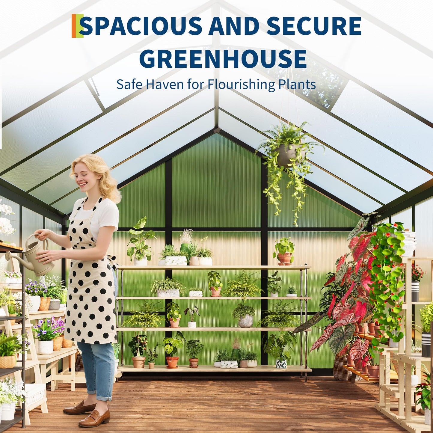 IDEALHOUSE 6×10 FT Greenhouse, Large Walk in Greenhouses for Outdoors and Garden Planting, Polycarbonate Greenhouse with Enhanced Aluminum Frame, Green Houses with Quick Setup Structure and Roof Vent