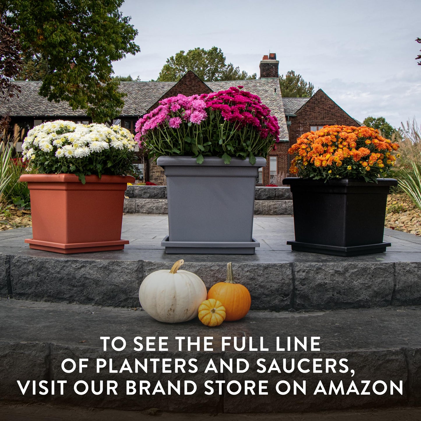 The HC Companies Accent Square Plant Pot w/Drainage - Classic Planters for Outdoor Plants & Indoor Plants - Lightweight & UV-Resistant Square Planter Box (15.5”, Evergreen, Pack of 1)